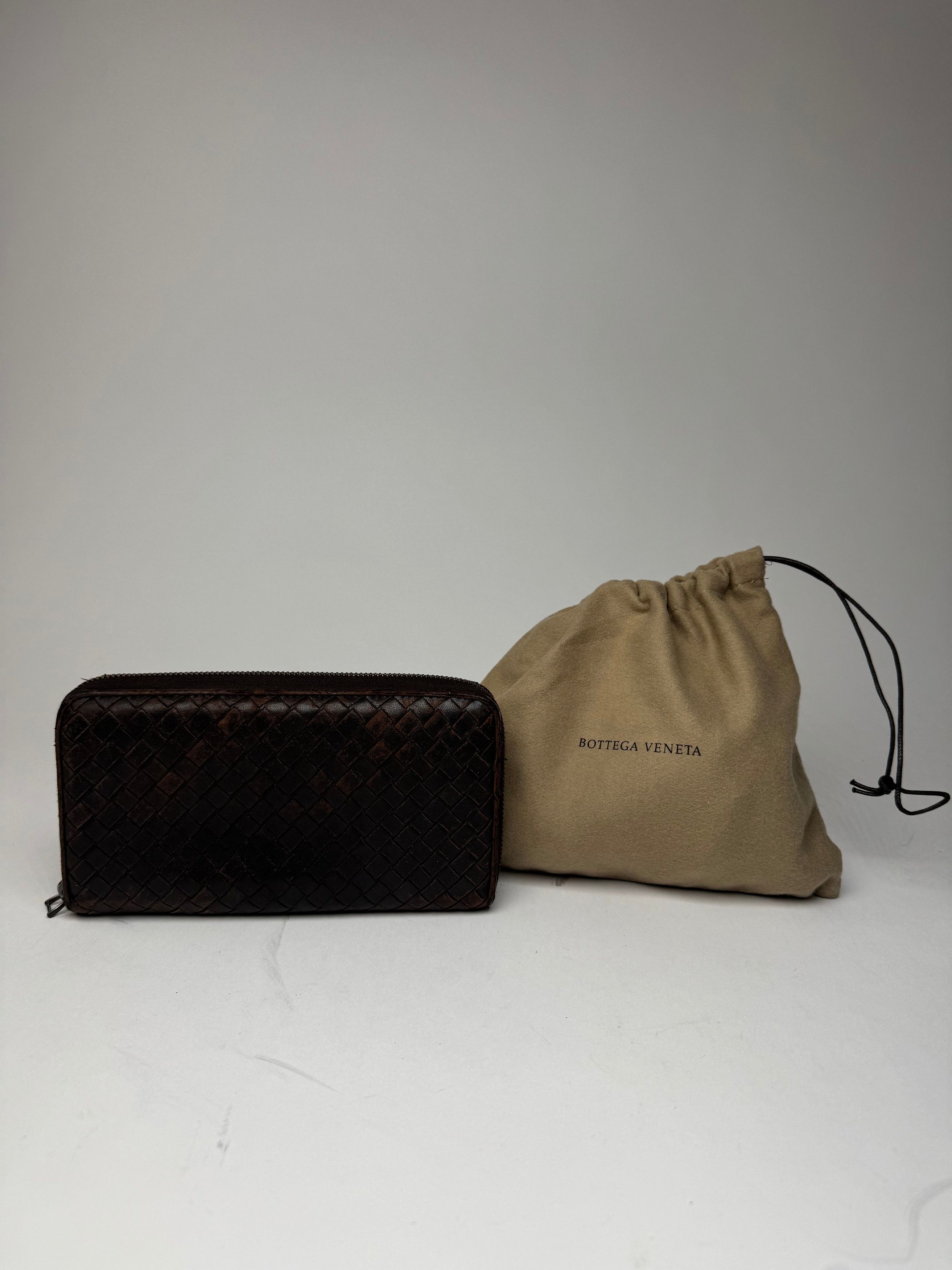 Bottega Veneta Vintage Zippy Intrecciato Leather Wallet Brown Size ONE SIZE - 2 Thumbnail