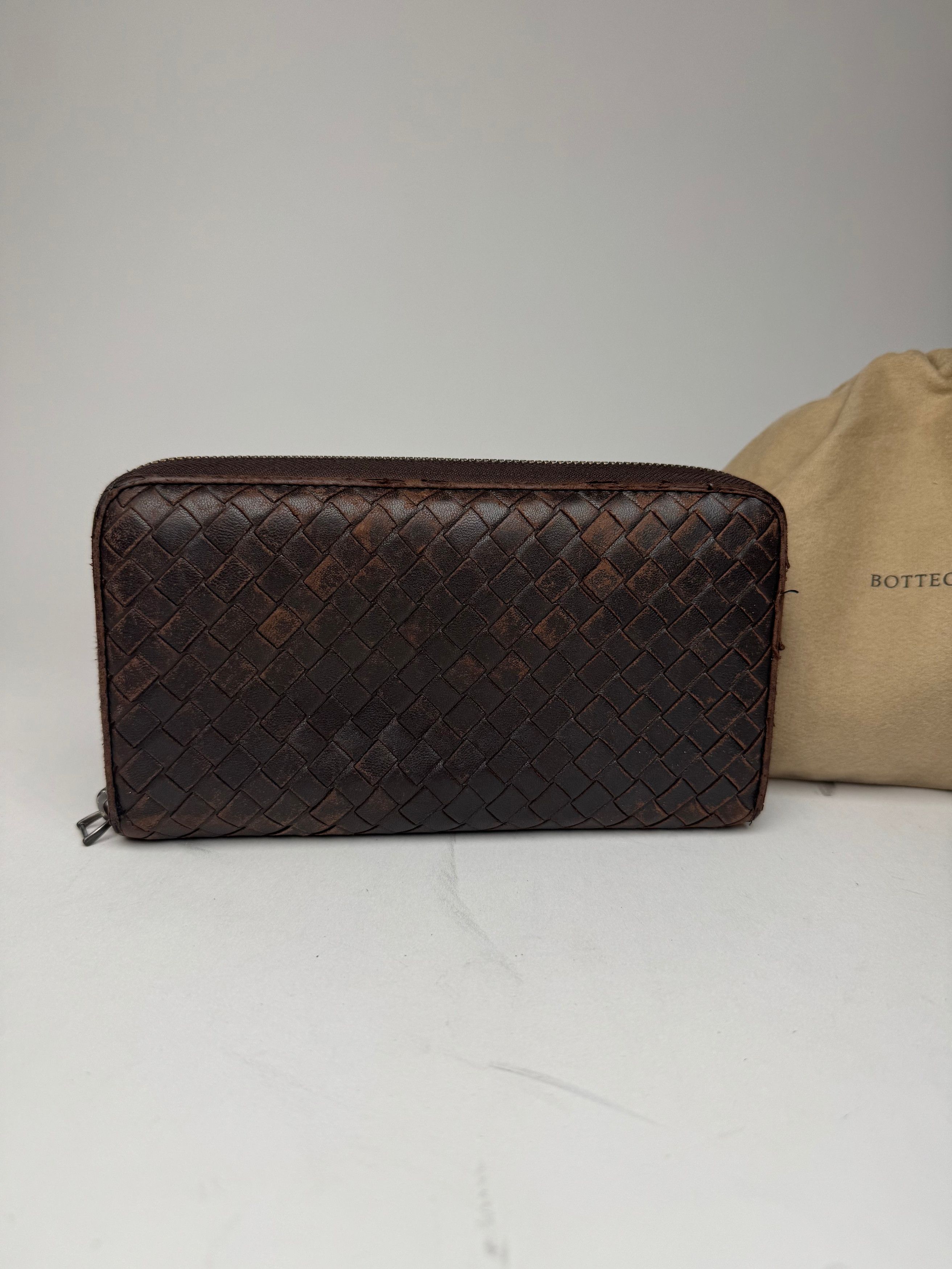 Bottega Veneta Vintage Zippy Intrecciato Leather Wallet Brown Size ONE SIZE - 12 Thumbnail