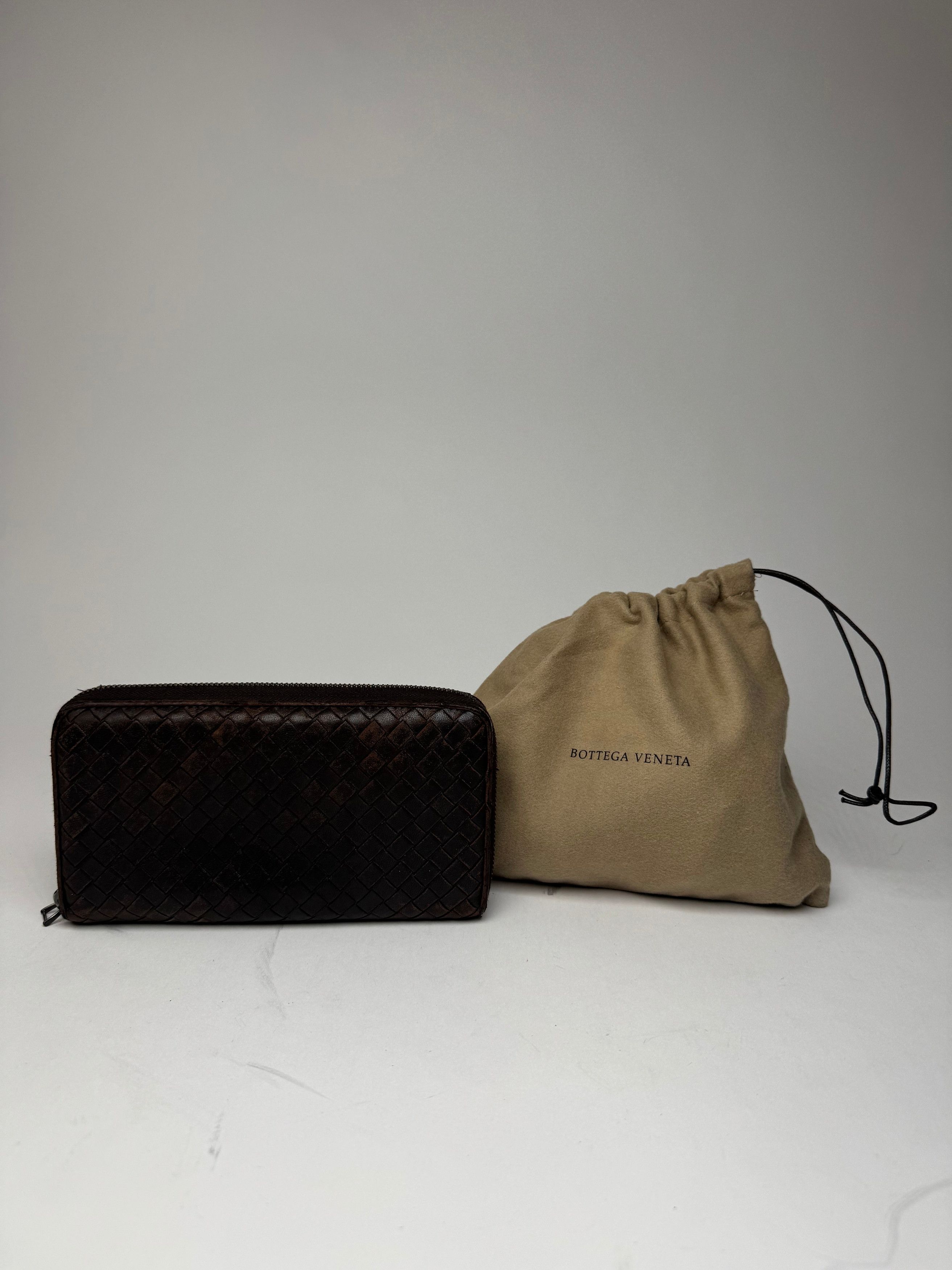 Bottega Veneta Vintage Zippy Intrecciato Leather Wallet Brown Size ONE SIZE - 9 Thumbnail