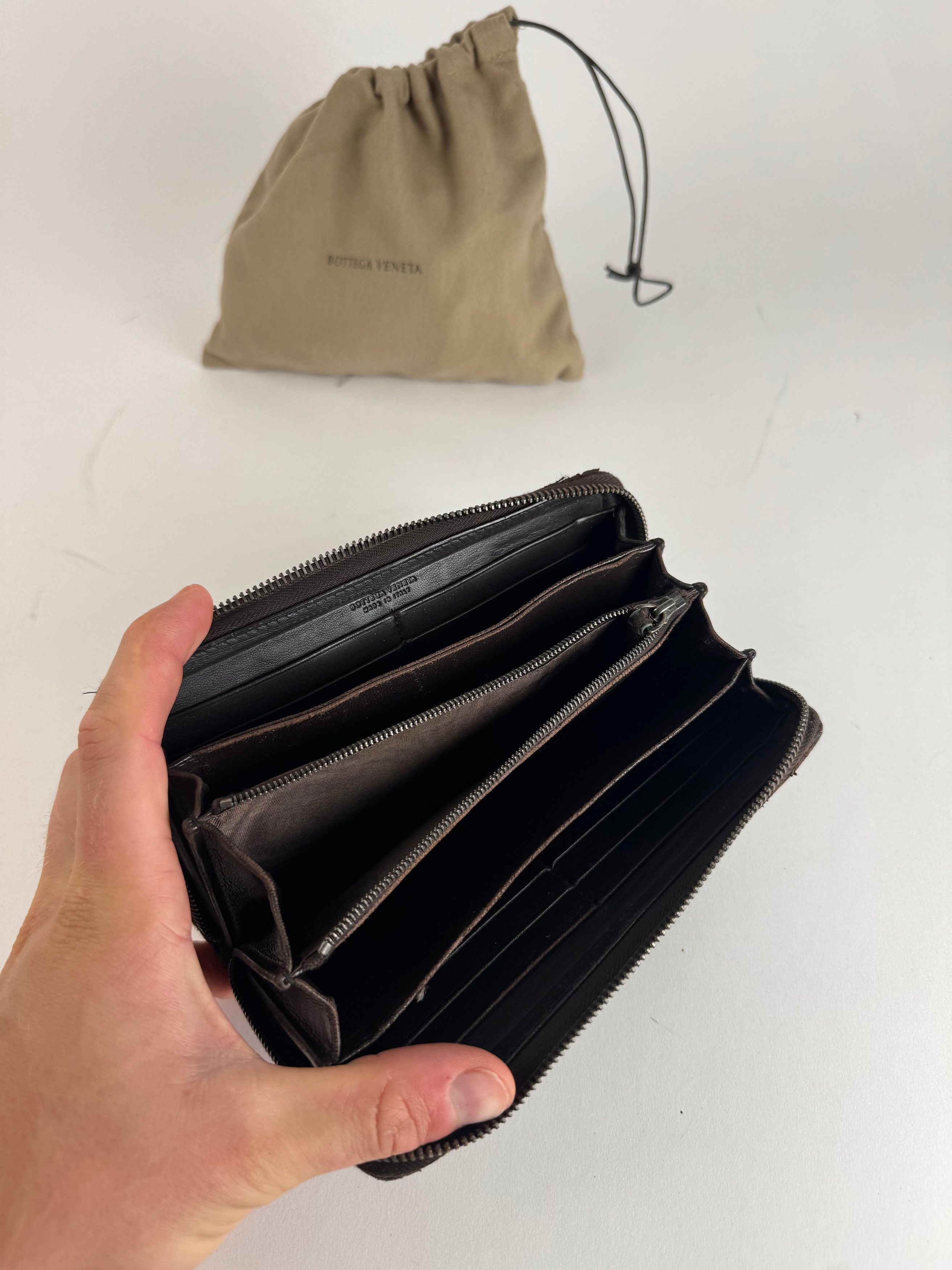 Bottega Veneta Vintage Zippy Intrecciato Leather Wallet Brown Size ONE SIZE - 3 Thumbnail