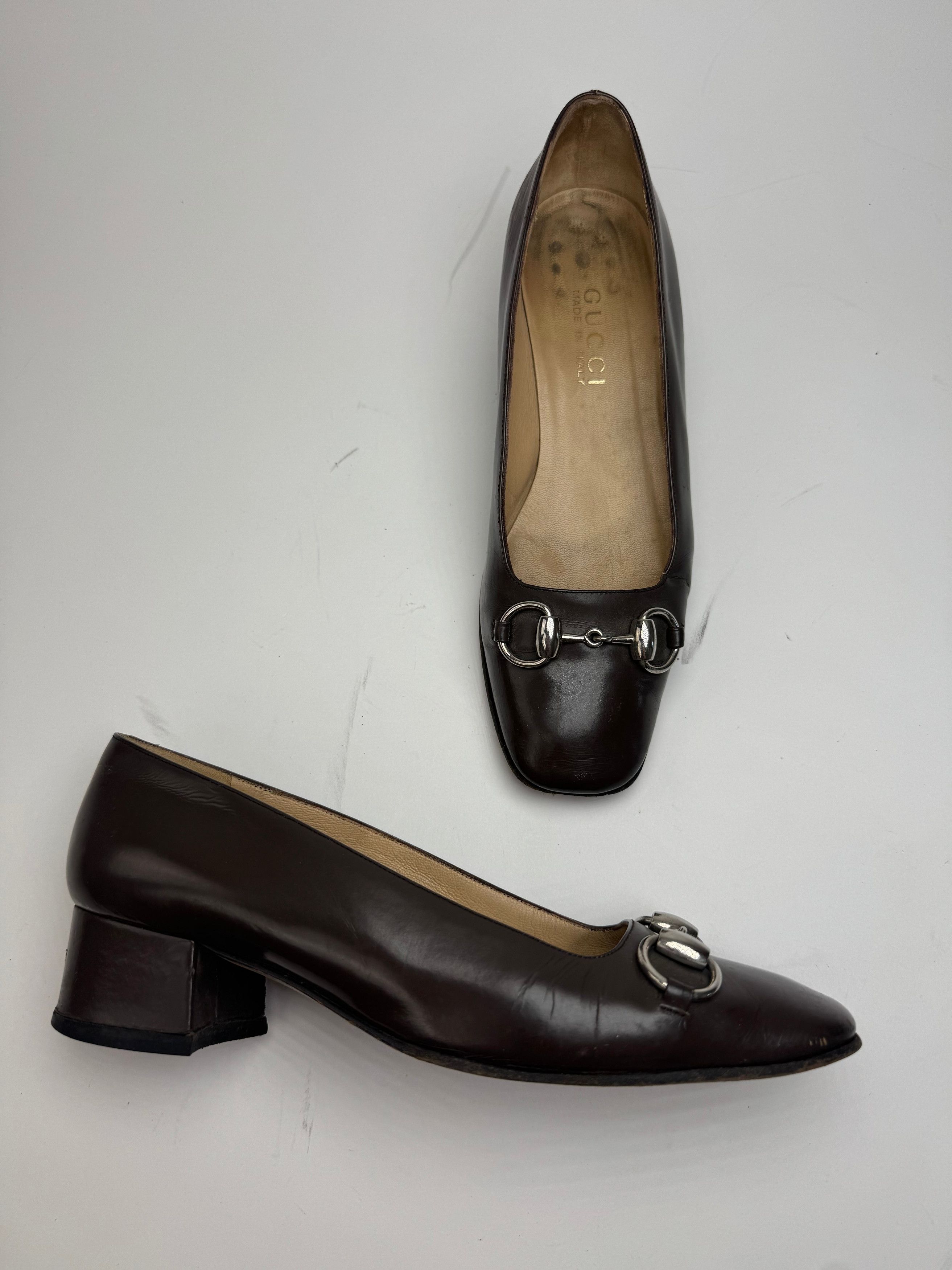 Gucci Vintage Horsebit Patent Leather Pumps Brown 37C Size US 6 / IT 36 - 13 Thumbnail
