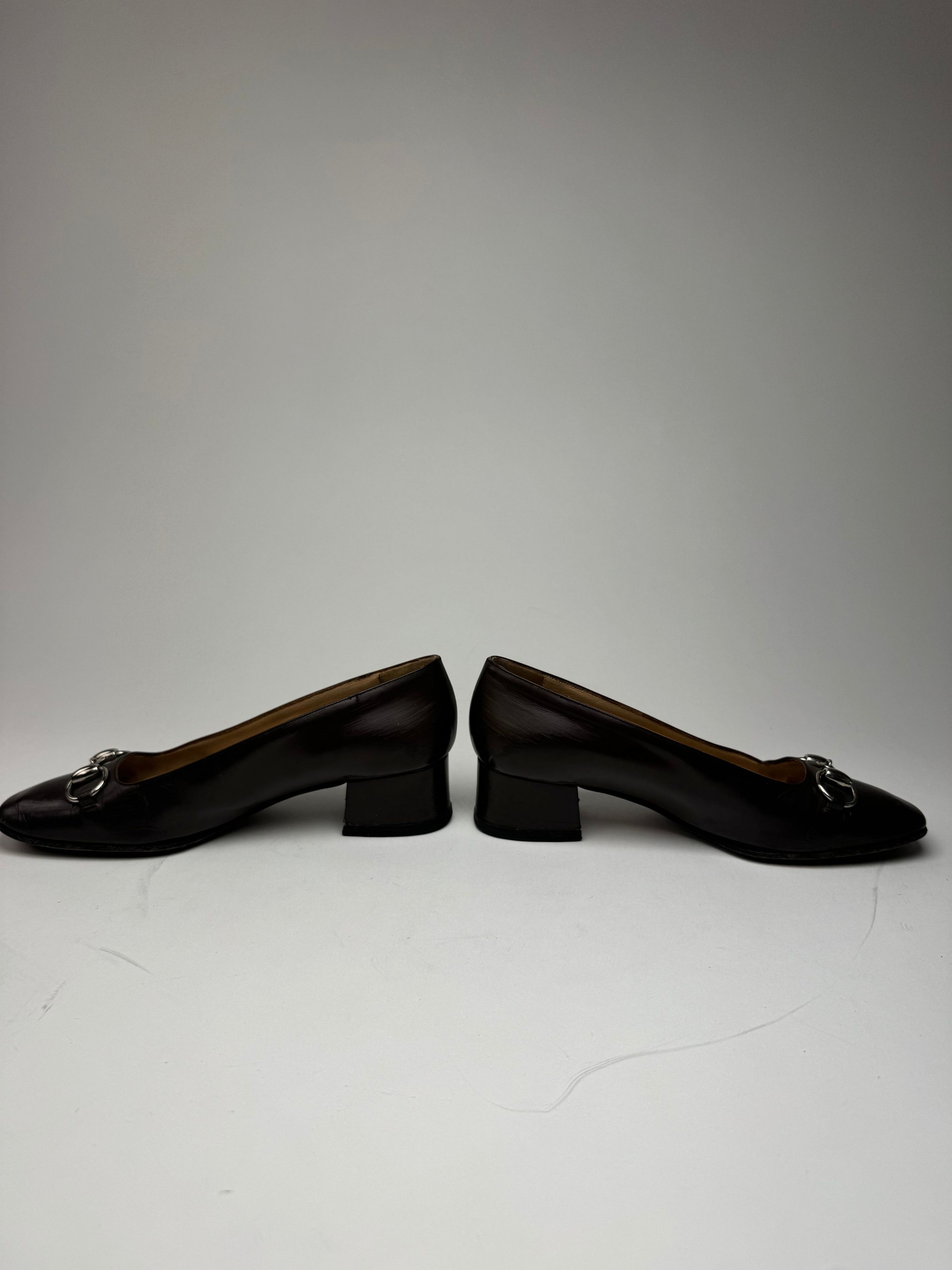 Gucci Vintage Horsebit Patent Leather Pumps Brown 37C Size US 6 / IT 36 - 4 Thumbnail