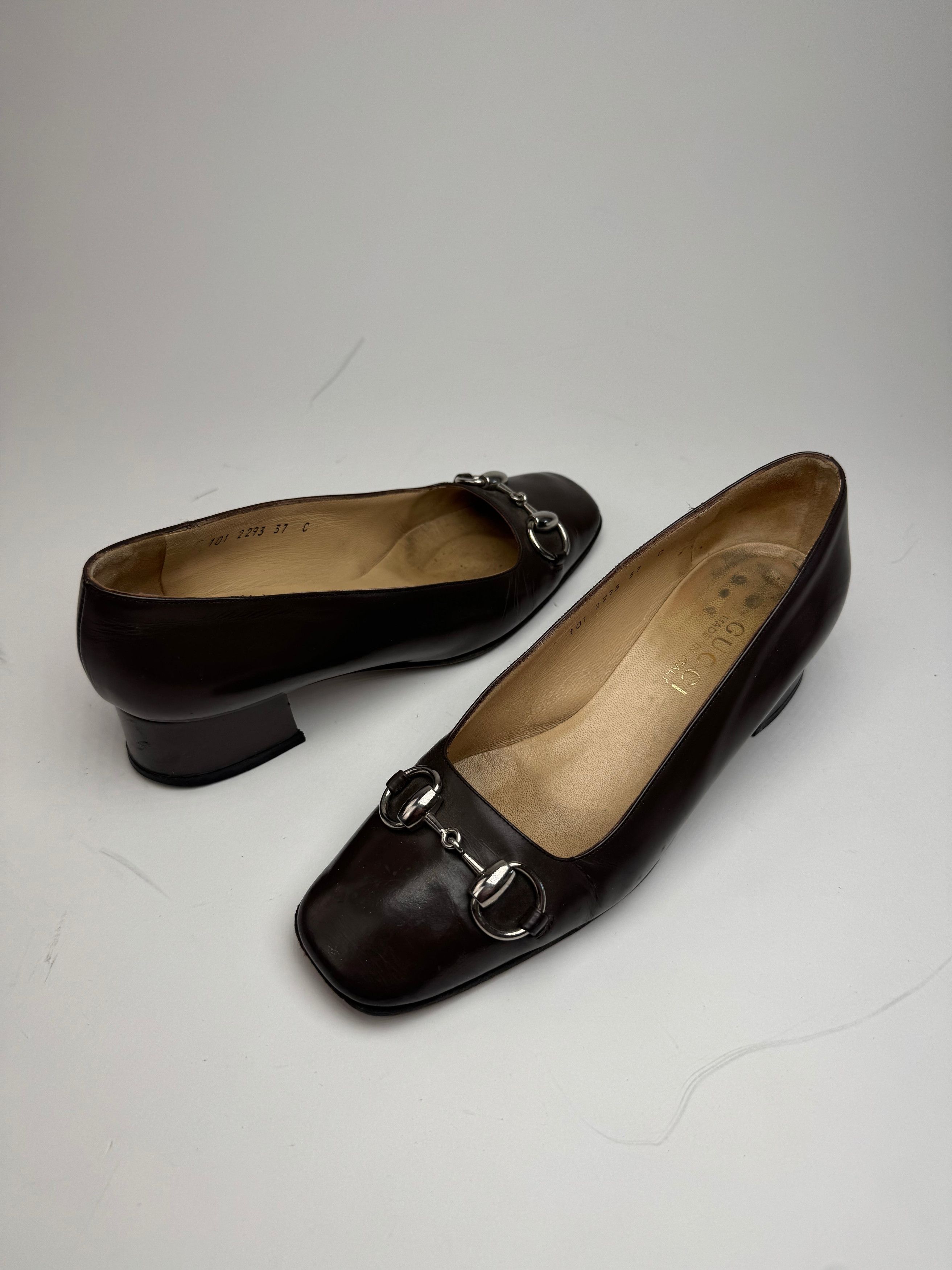 Gucci Vintage Horsebit Patent Leather Pumps Brown 37C Size US 6 / IT 36 - 5 Thumbnail