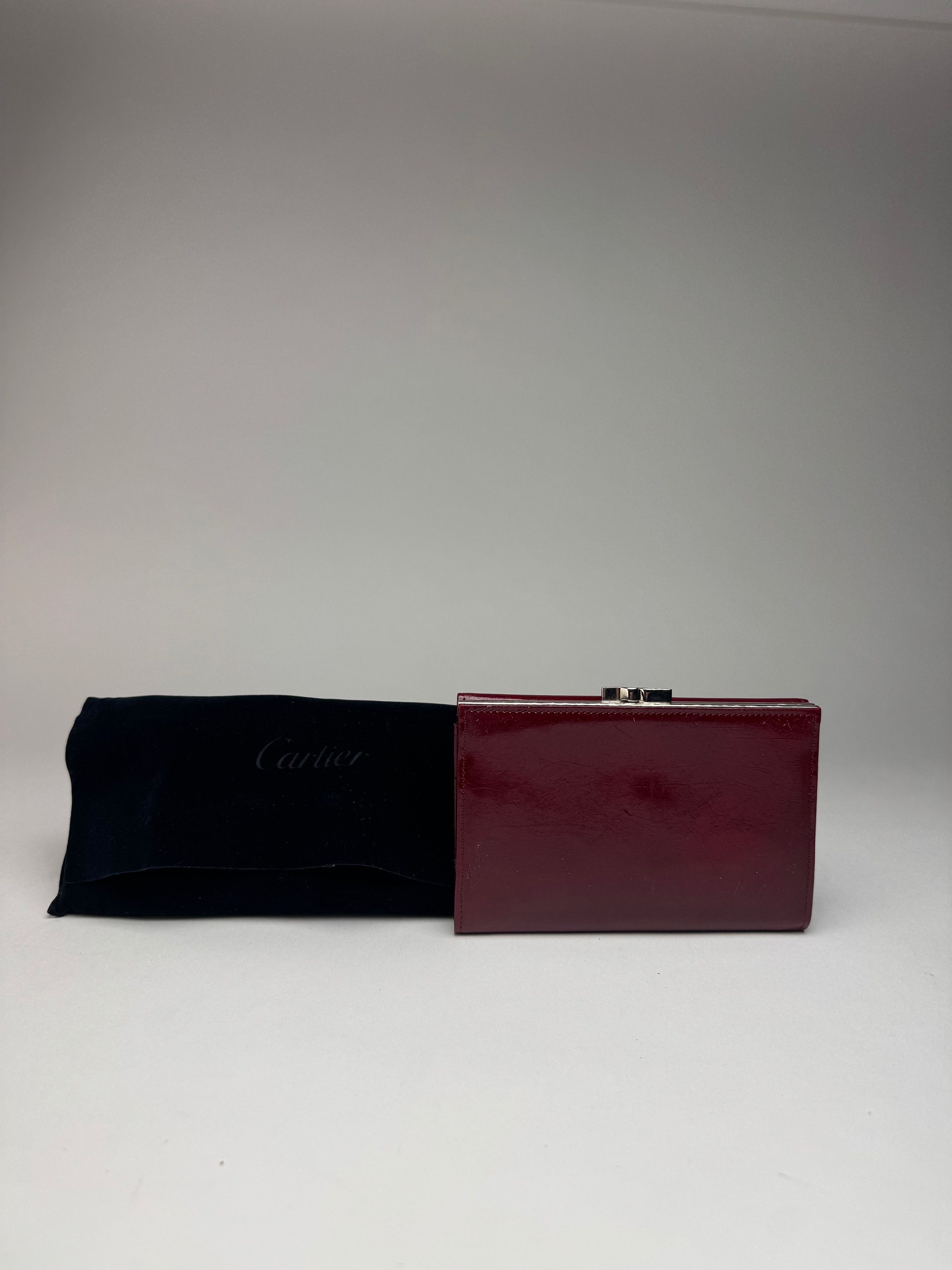Cartier Vintage Panthere Patent Leather Wallet Burgundy Size ONE SIZE - 2 Thumbnail