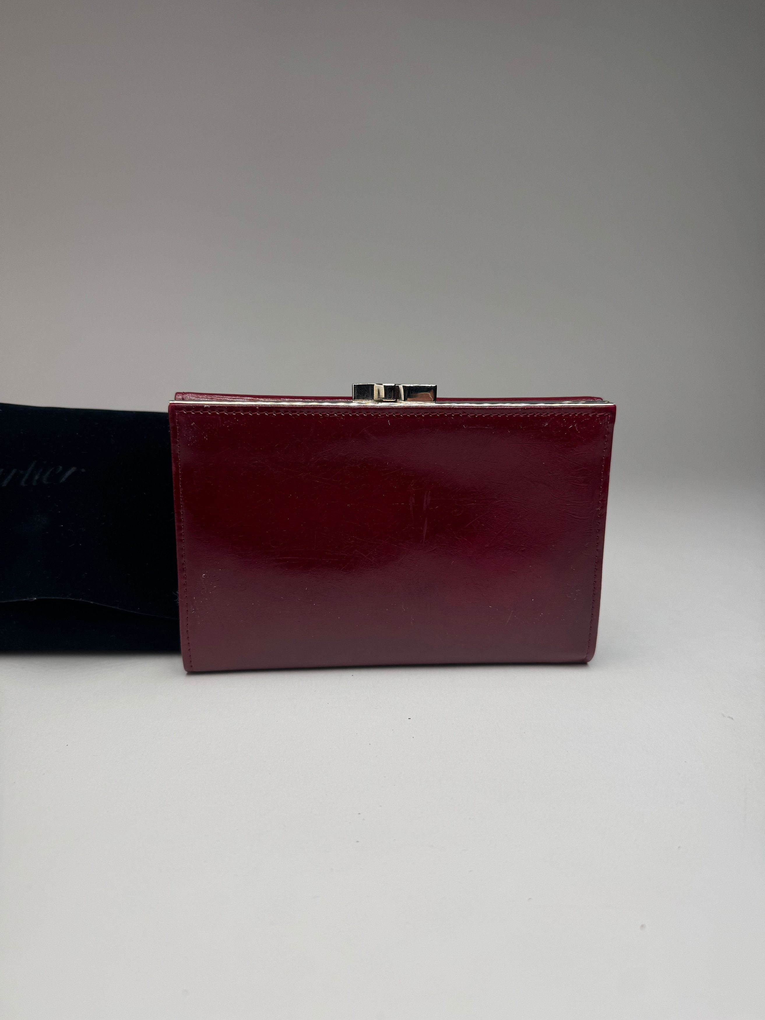 Cartier Vintage Panthere Patent Leather Wallet Burgundy Size ONE SIZE - 13 Thumbnail