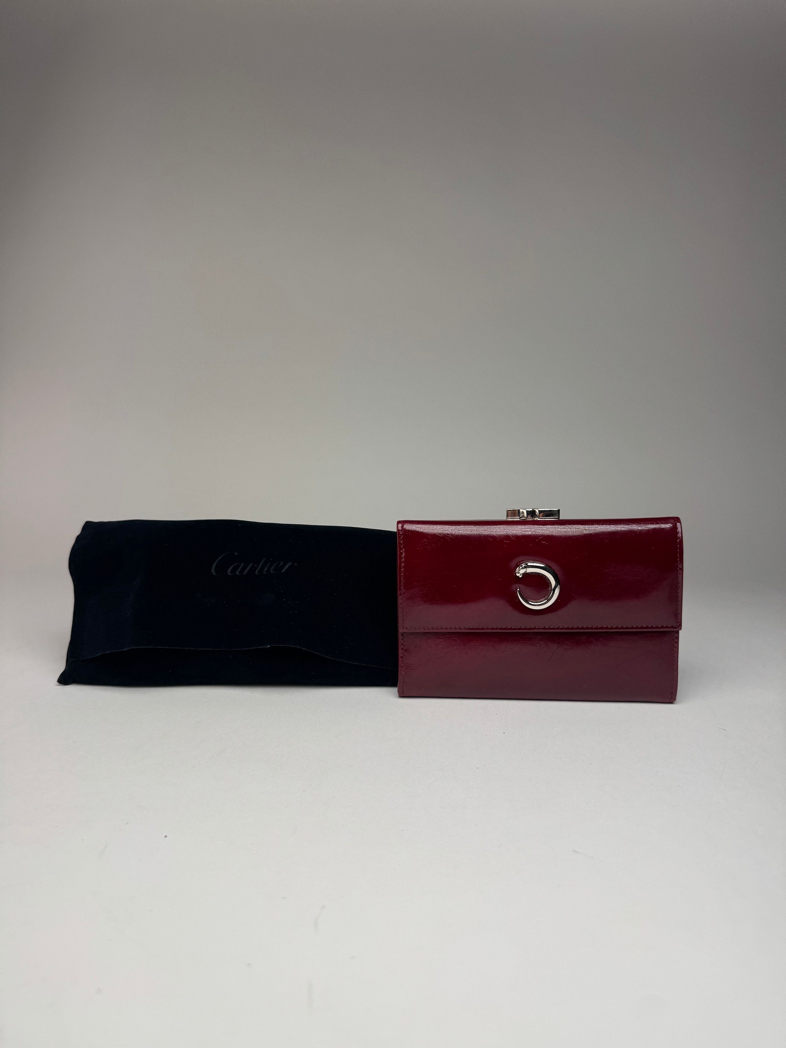 Cartier Vintage Panthere Patent Leather Wallet Burgundy Size ONE SIZE - 3 Thumbnail
