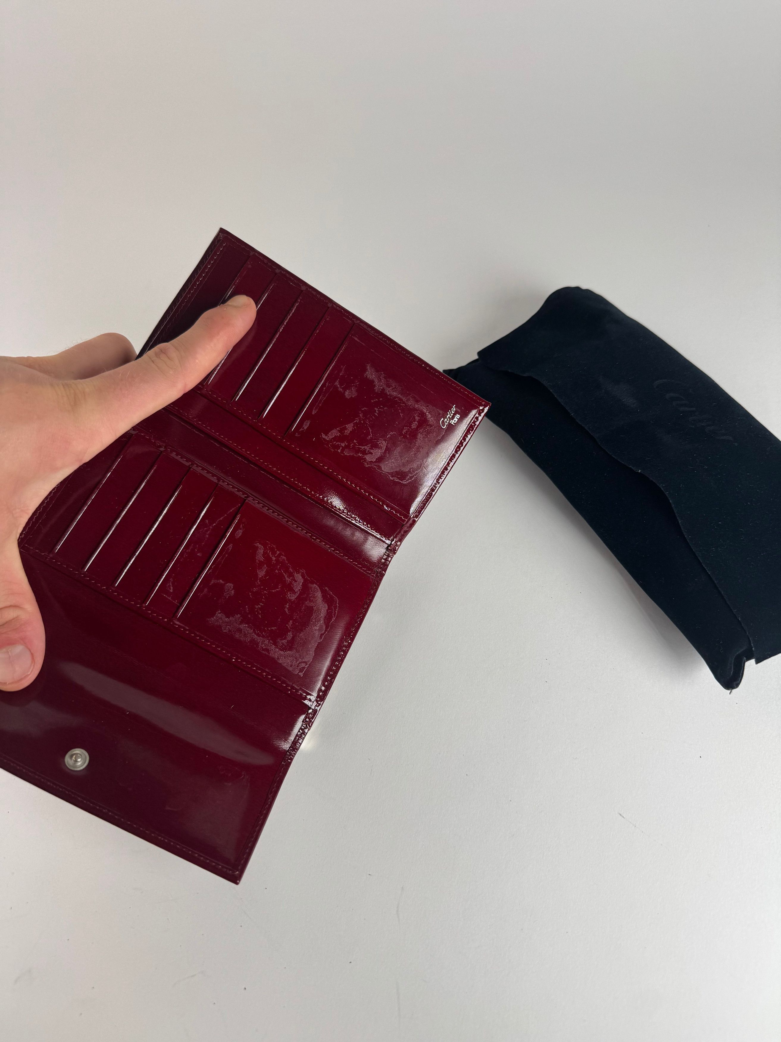 Cartier Vintage Panthere Patent Leather Wallet Burgundy Size ONE SIZE - 4 Thumbnail