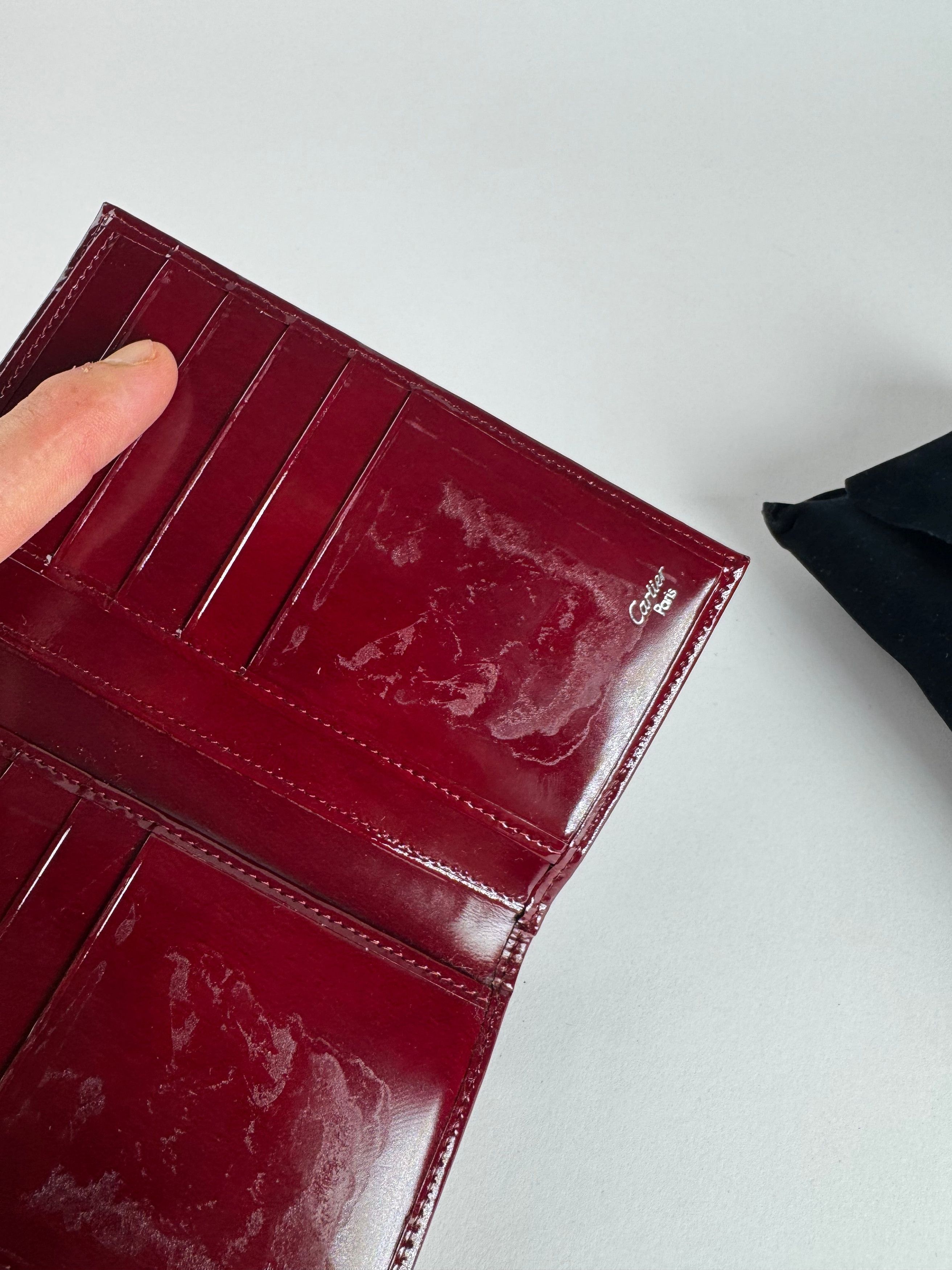 Cartier Vintage Panthere Patent Leather Wallet Burgundy Size ONE SIZE - 5 Thumbnail
