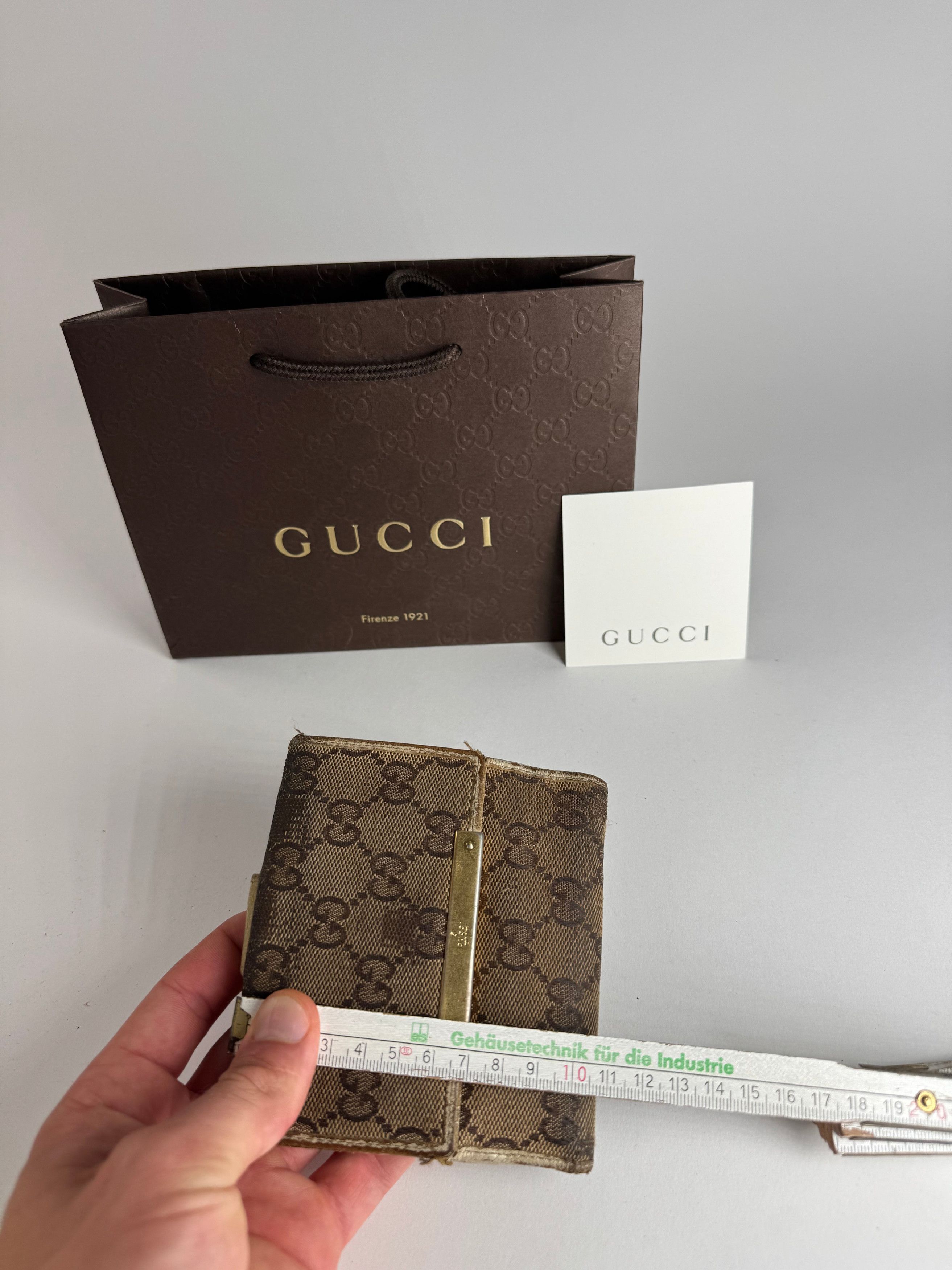 Gucci Vintage Leather Canvas Monogram Wallet Brown white Size ONE SIZE - 12 Thumbnail