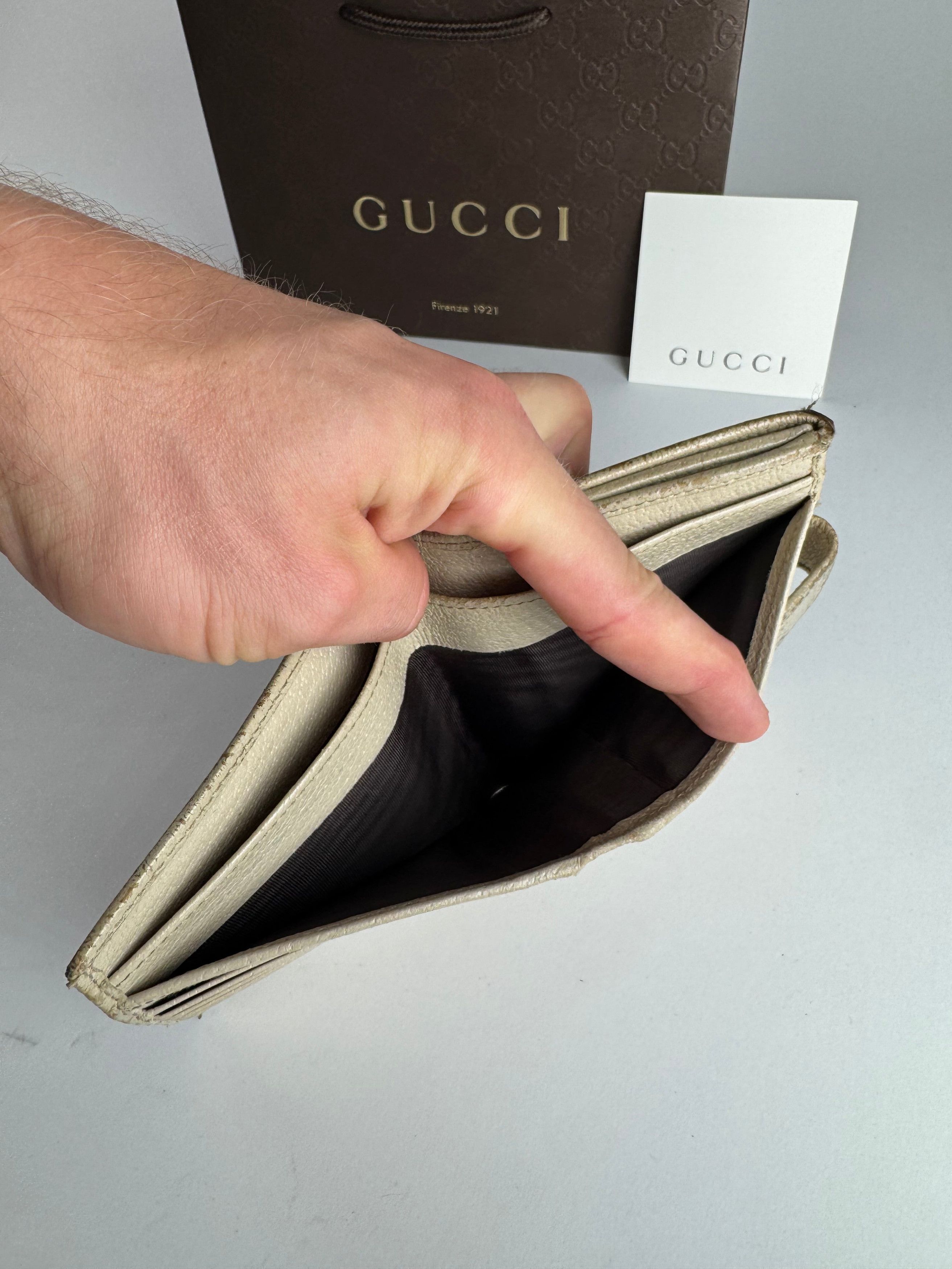Gucci Vintage Leather Canvas Monogram Wallet Brown white Size ONE SIZE - 10 Thumbnail