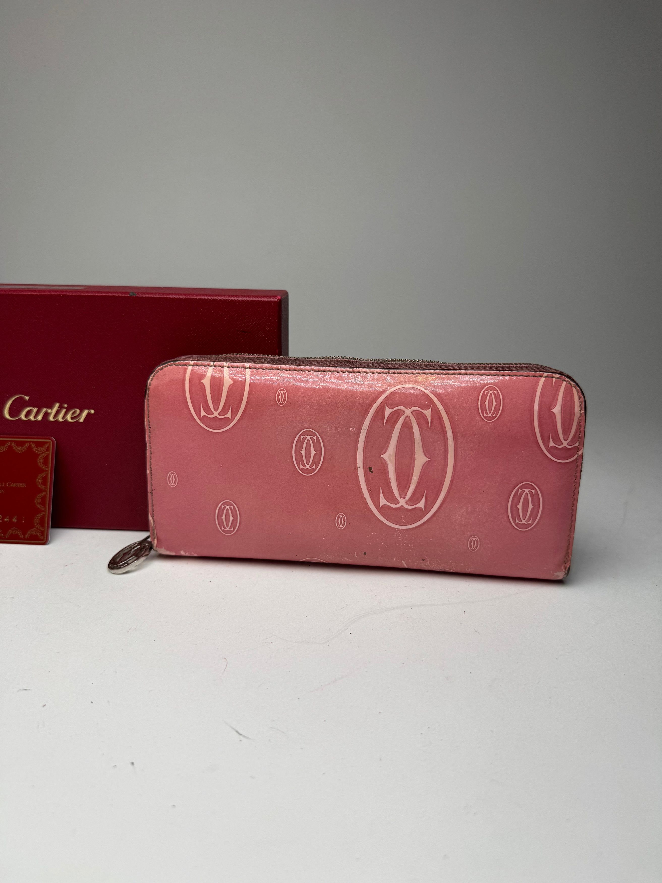 Cartier Vintage Patent Leather Monogram Wallet Pink Size ONE SIZE - 15 Thumbnail