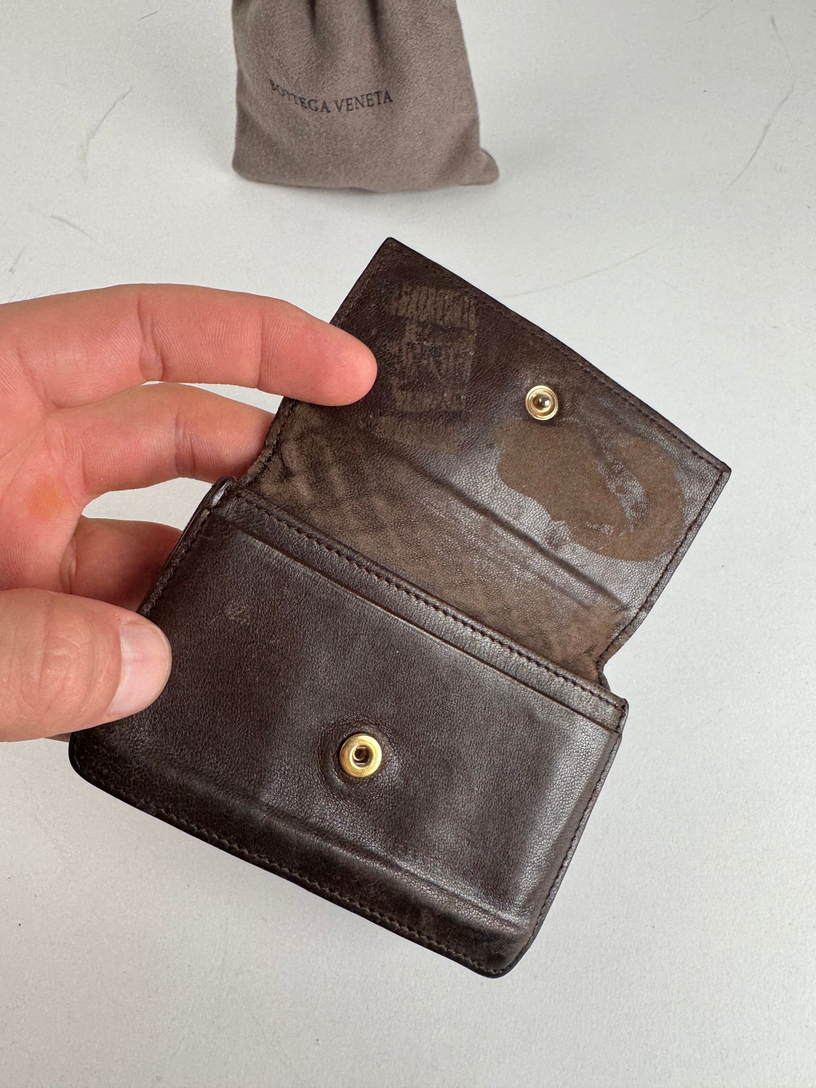 Bottega Veneta Vintage Intrecciato Leather Card Holder Brown Size ONE SIZE - 5 Thumbnail