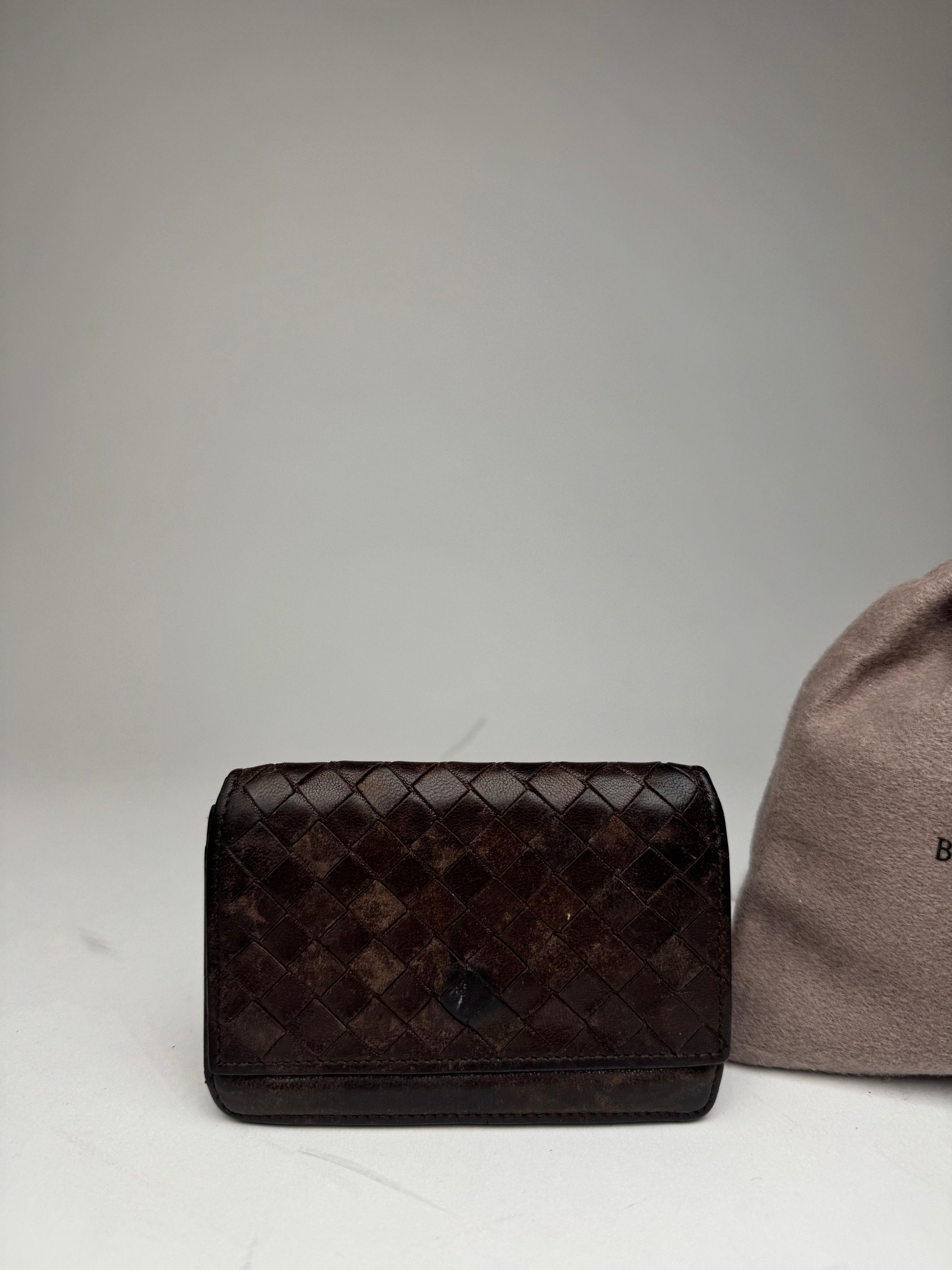 Bottega Veneta Vintage Intrecciato Leather Card Holder Brown Size ONE SIZE - 3 Thumbnail
