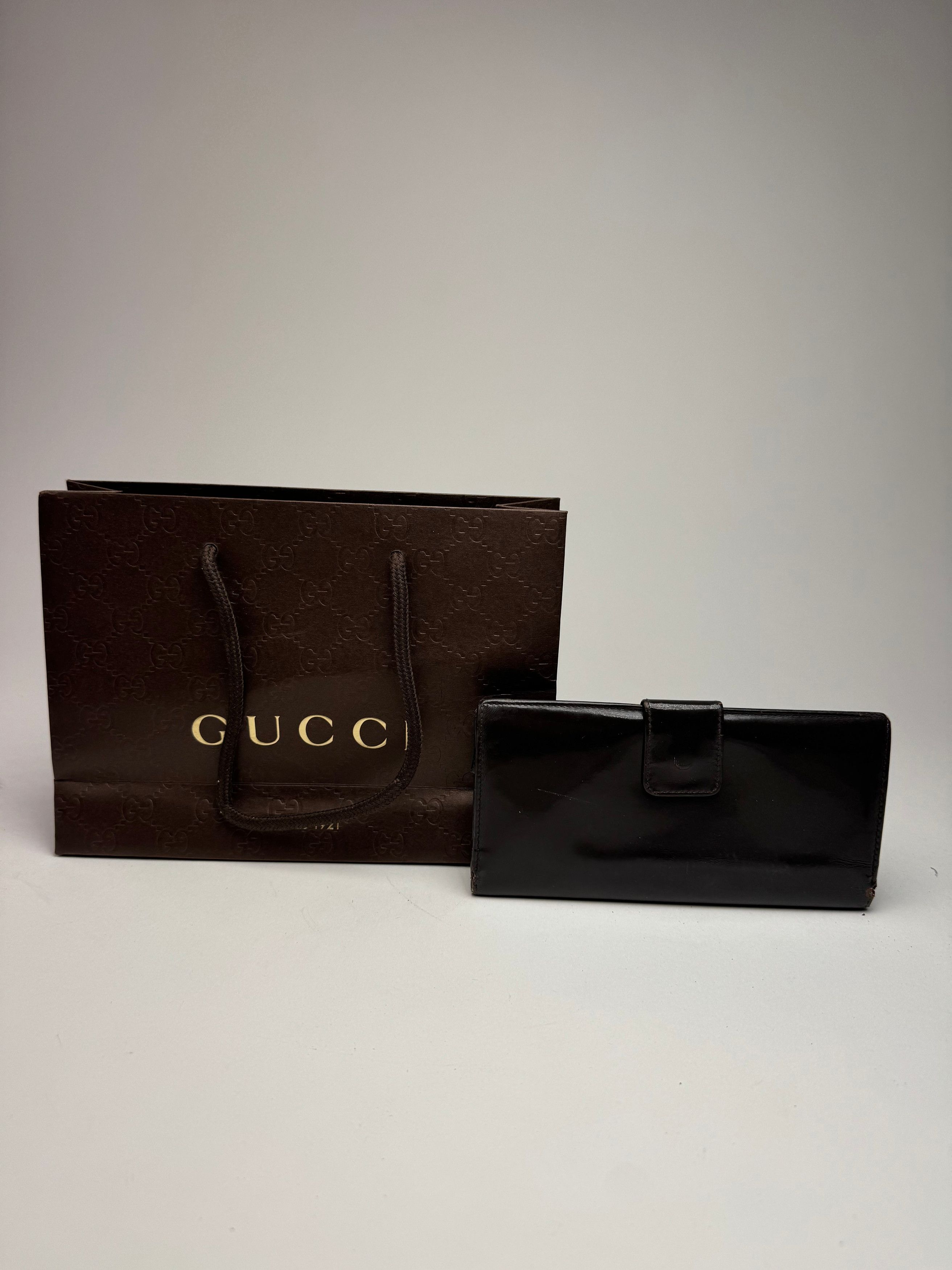 Gucci Vintage Patent Leather Wallet Brown Size ONE SIZE - 3 Thumbnail