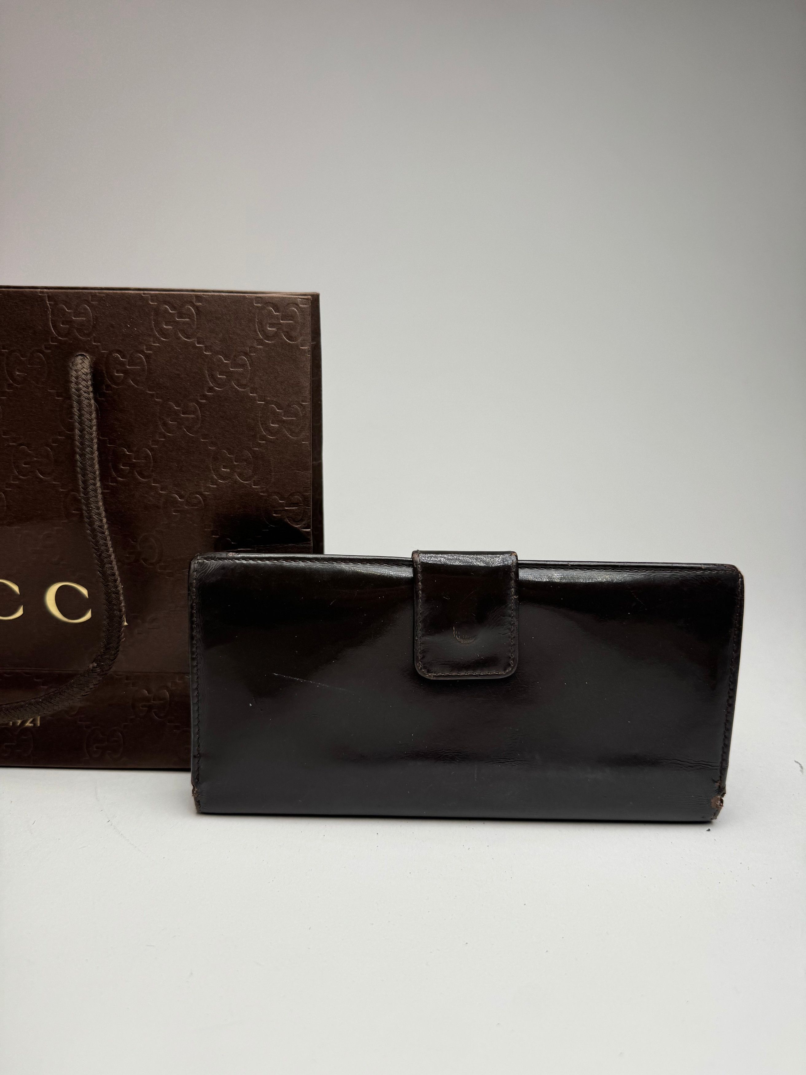 Gucci Vintage Patent Leather Wallet Brown Size ONE SIZE - 8 Thumbnail