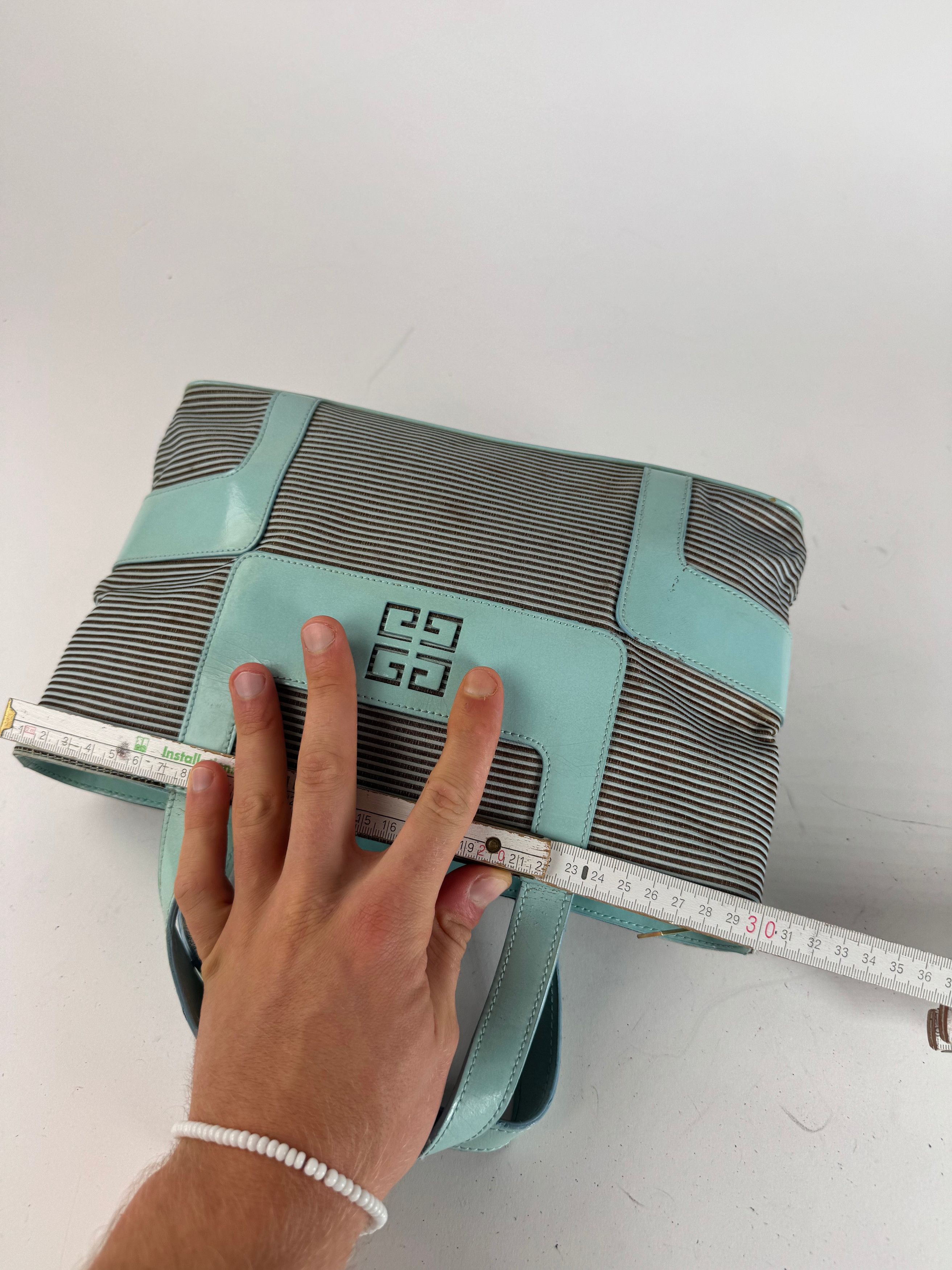 Givenchy Vintage Leather Canvas Bag Turquoise Brown Size ONE SIZE - 13 Thumbnail