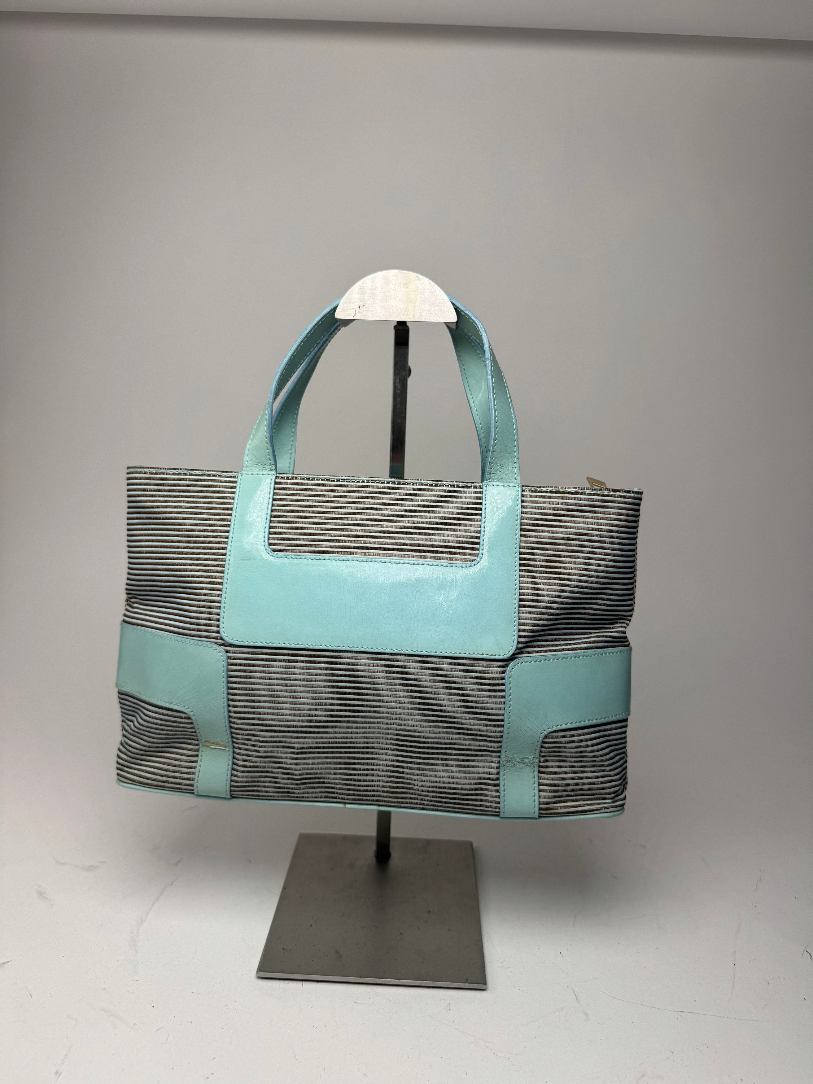 Givenchy Vintage Leather Canvas Bag Turquoise Brown Size ONE SIZE - 2 Thumbnail