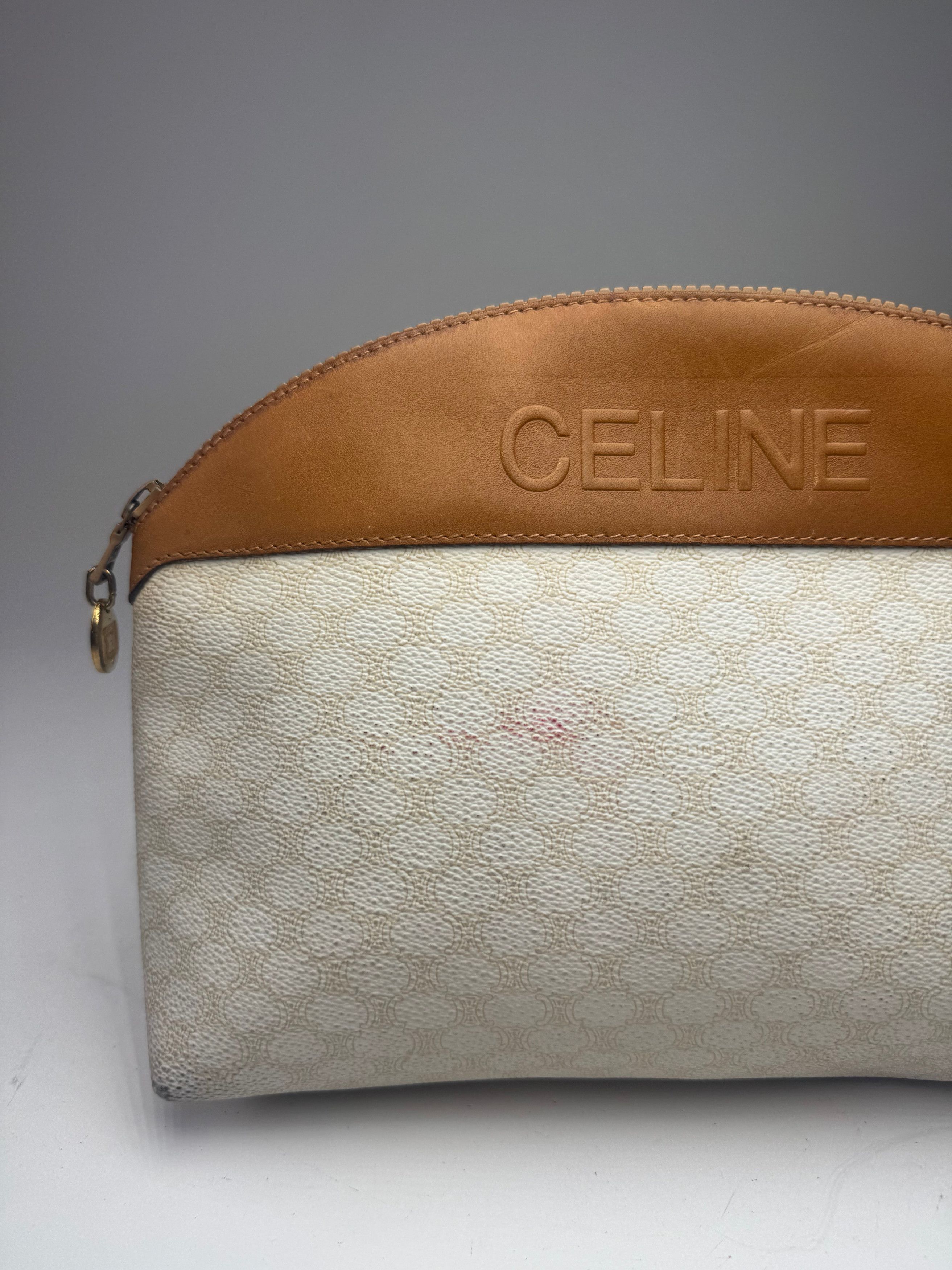 Celine Vintage Paris Monogram Leather Clutch White brown Size ONE SIZE - 15 Thumbnail