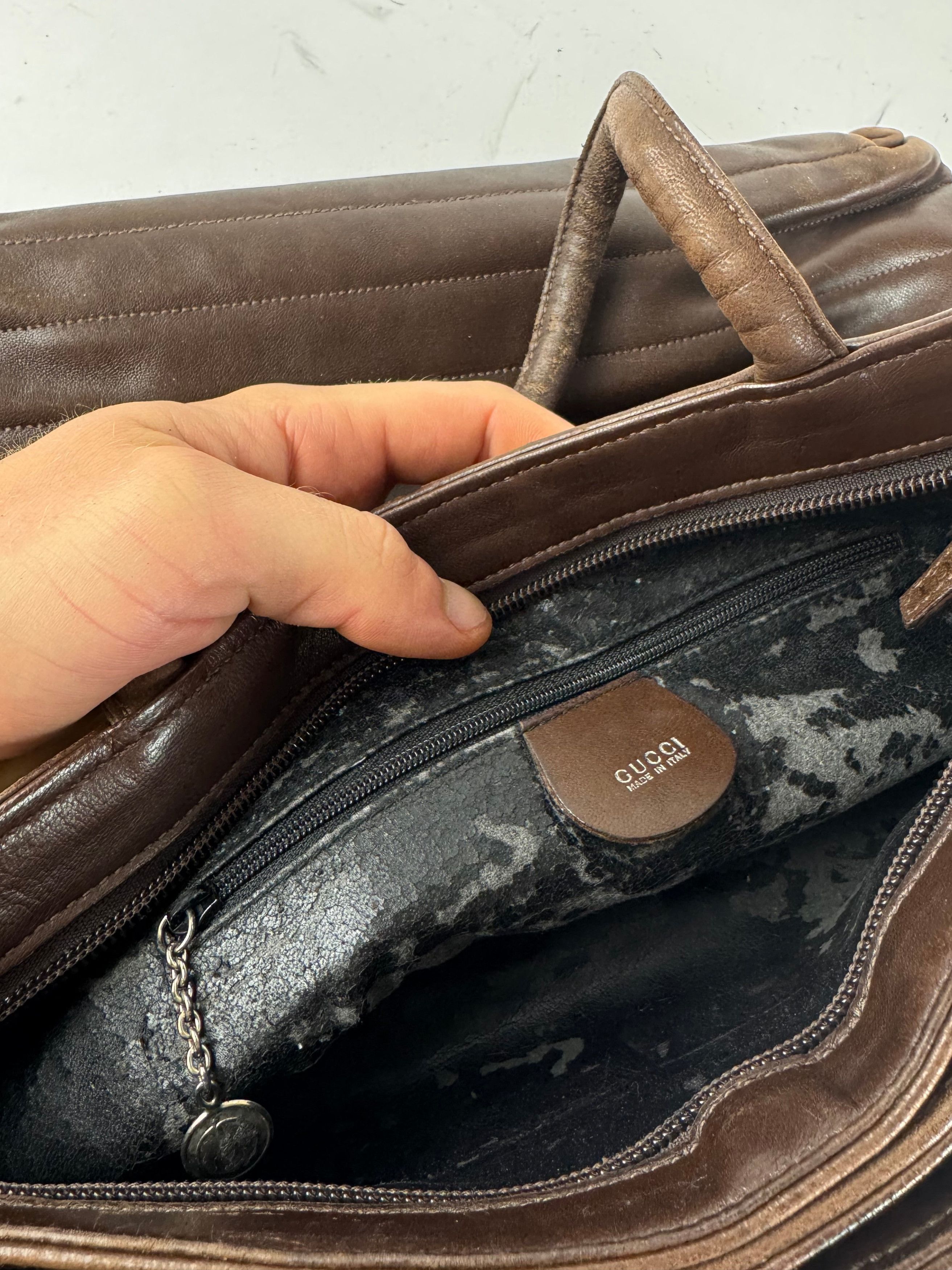 Gucci Vintage Leather handbag brown Size ONE SIZE - 3 Thumbnail
