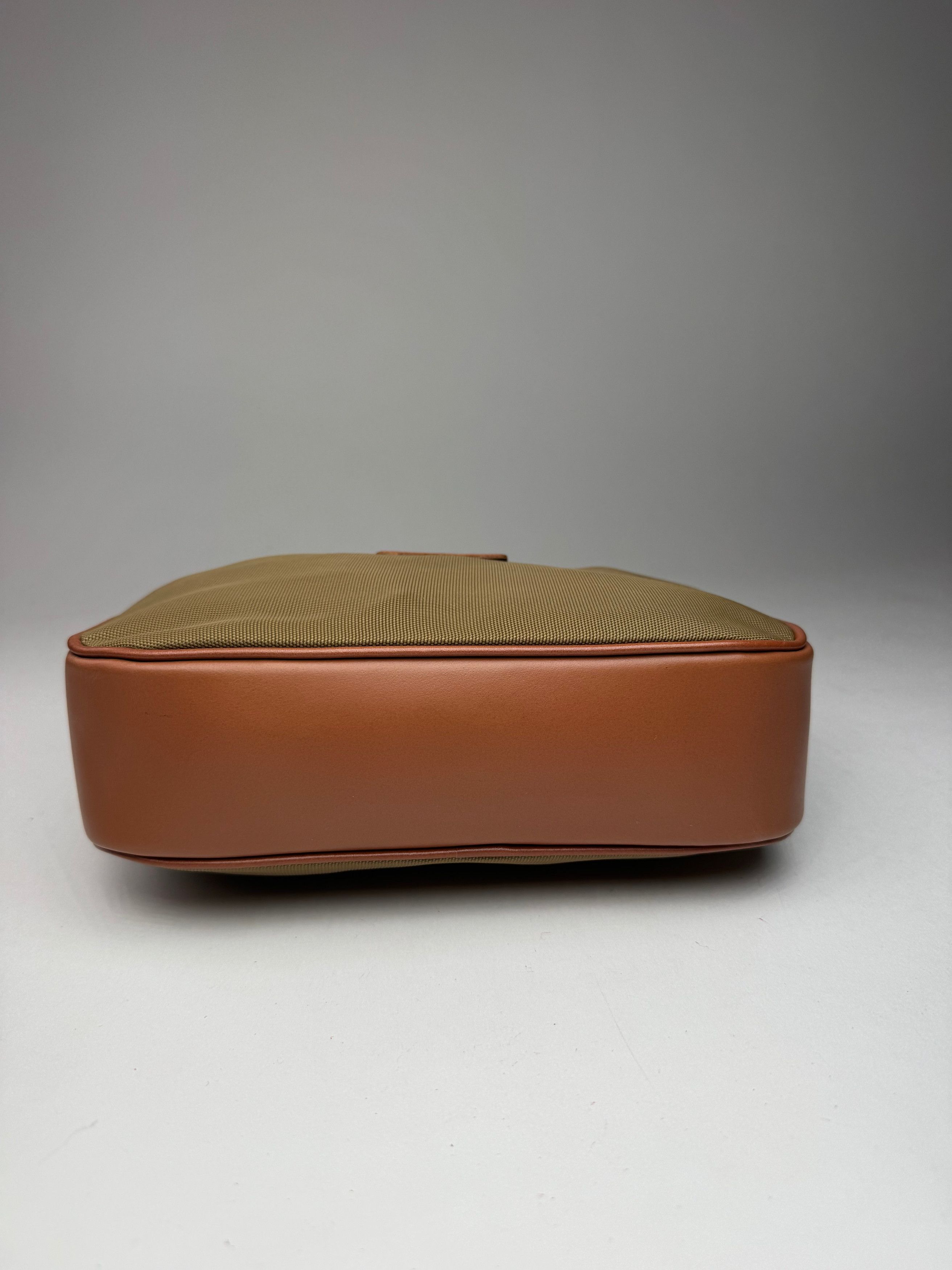 Courreges Vintage Polyester Leather Clutch Khaki Brown Size ONE SIZE - 10 Thumbnail