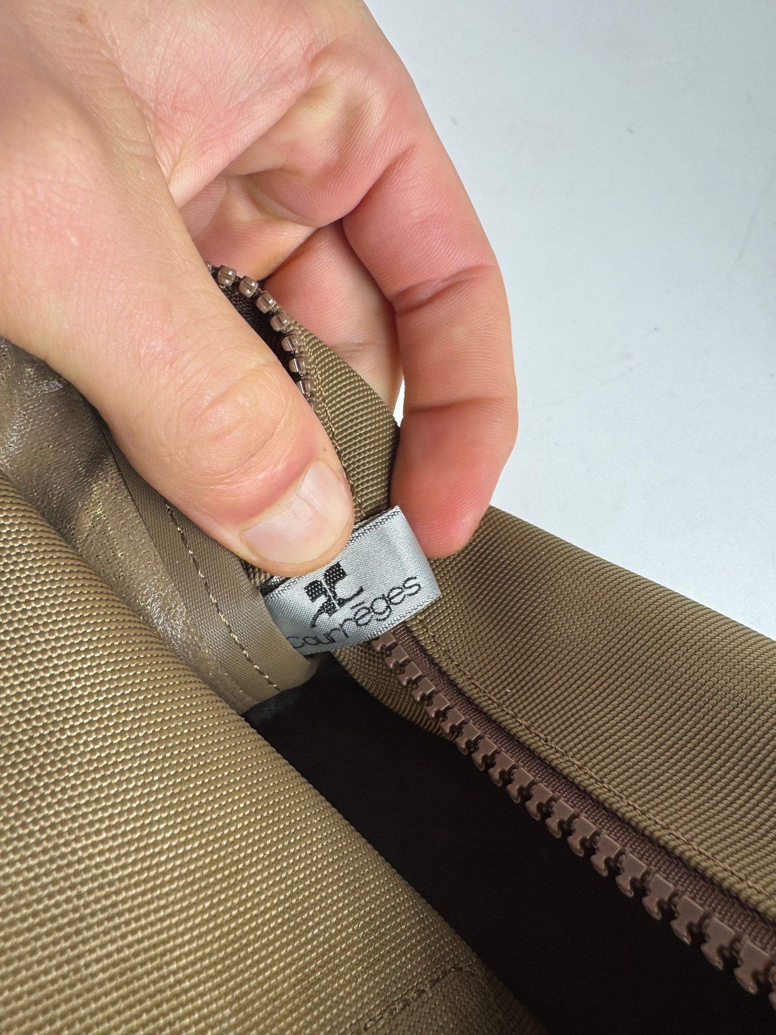 Courreges Vintage Polyester Leather Clutch Khaki Brown Size ONE SIZE - 4 Thumbnail
