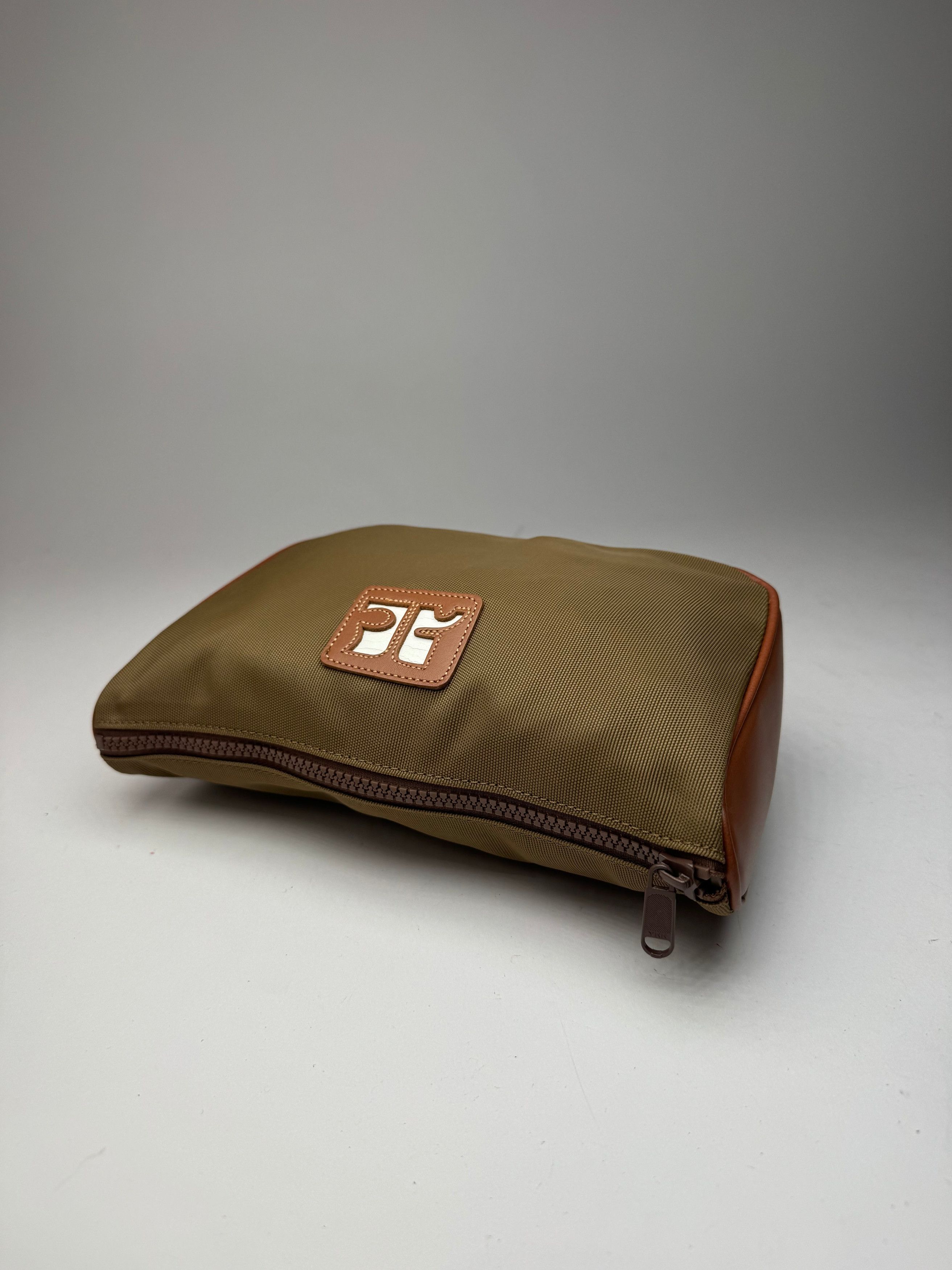 Courreges Vintage Polyester Leather Clutch Khaki Brown Size ONE SIZE - 9 Thumbnail
