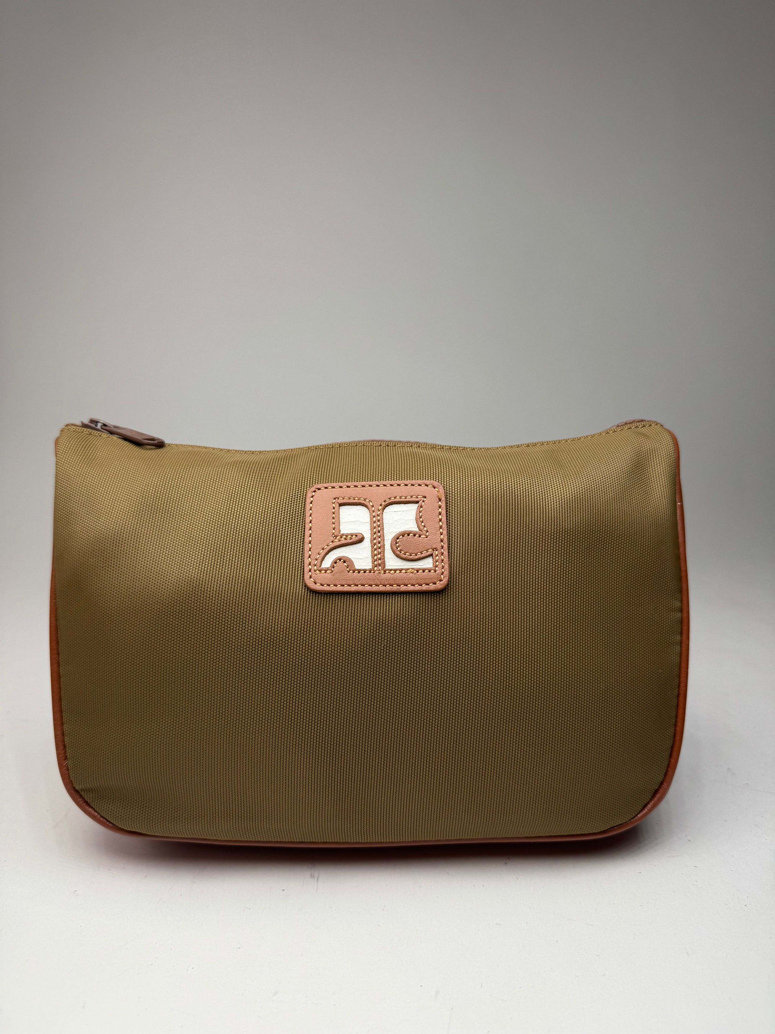 Courreges Vintage Polyester Leather Clutch Khaki Brown Size ONE SIZE - 14 Thumbnail