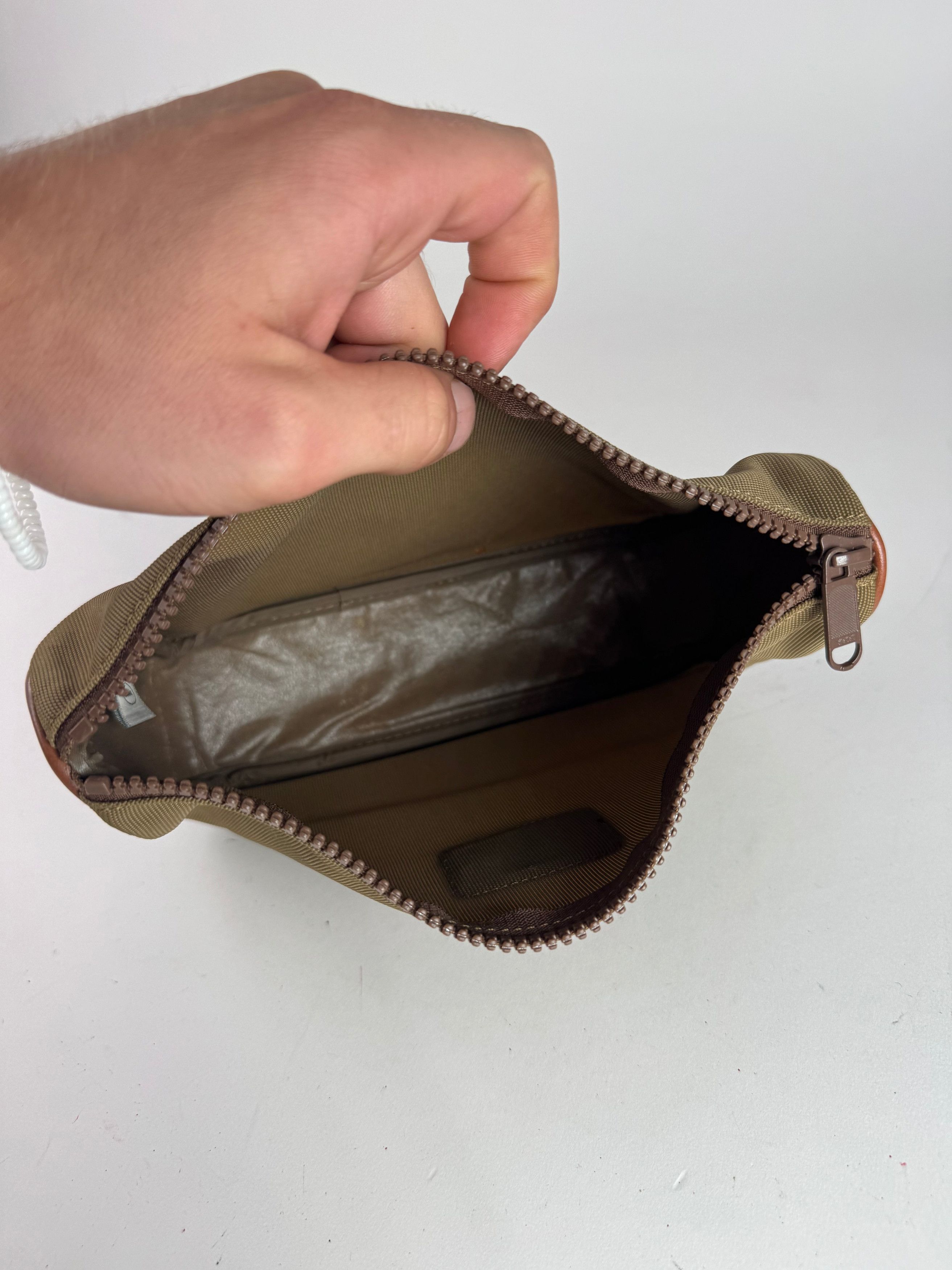 Courreges Vintage Polyester Leather Clutch Khaki Brown Size ONE SIZE - 3 Thumbnail