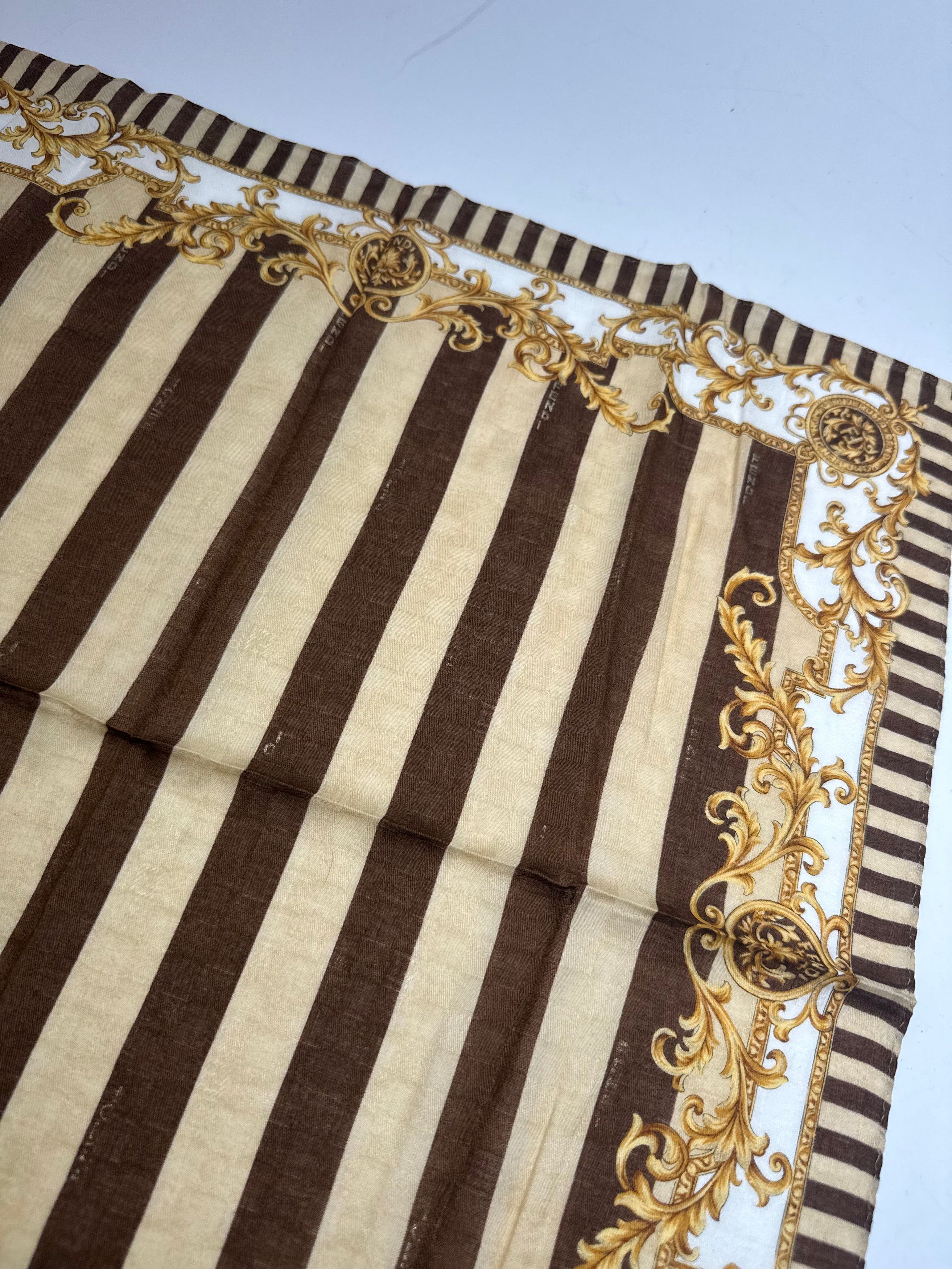 Fendi Vintage Striped Scarf Brown Gold Size ONE SIZE - 6 Thumbnail