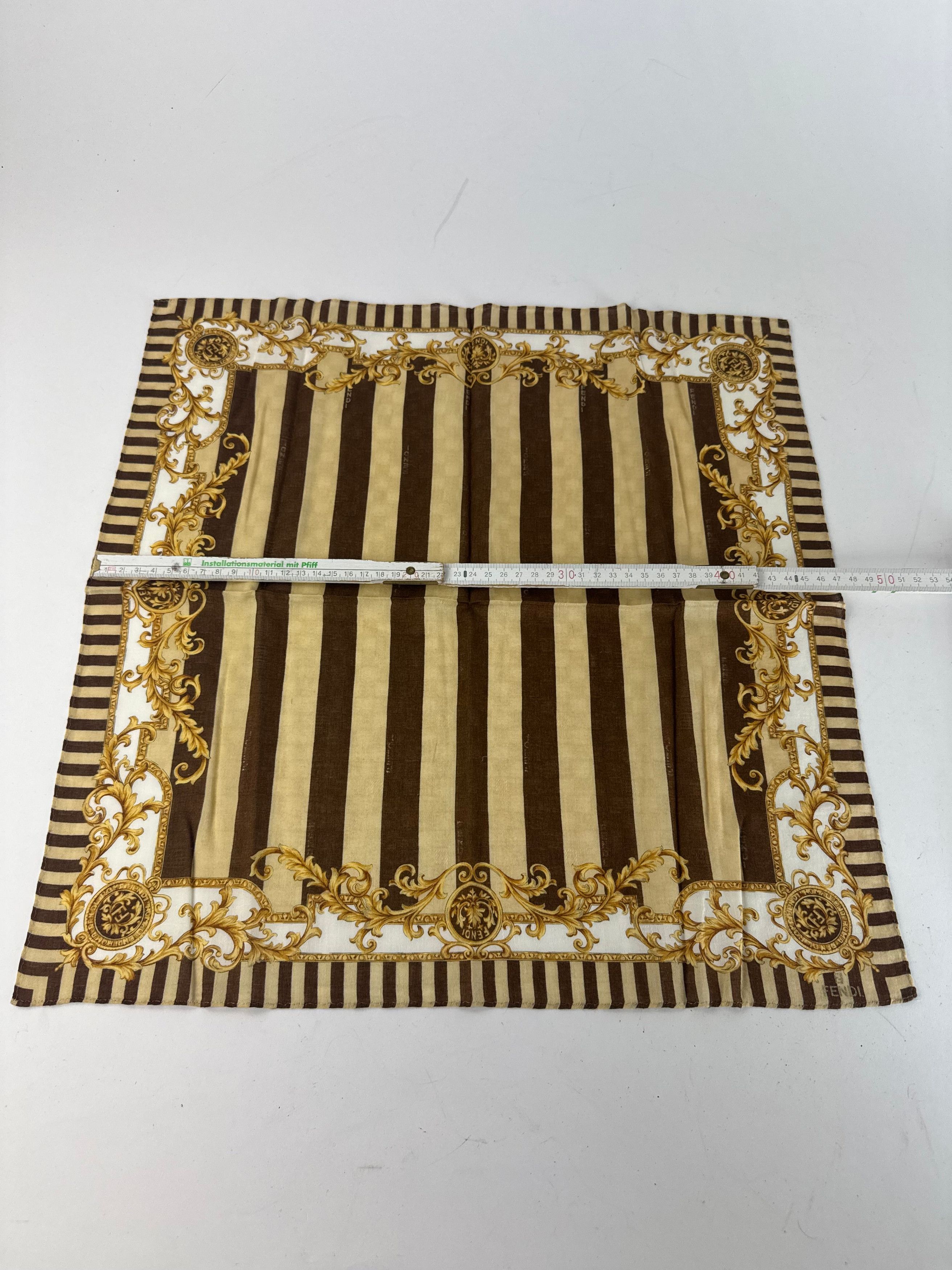 Fendi Vintage Striped Scarf Brown Gold Size ONE SIZE - 7 Thumbnail