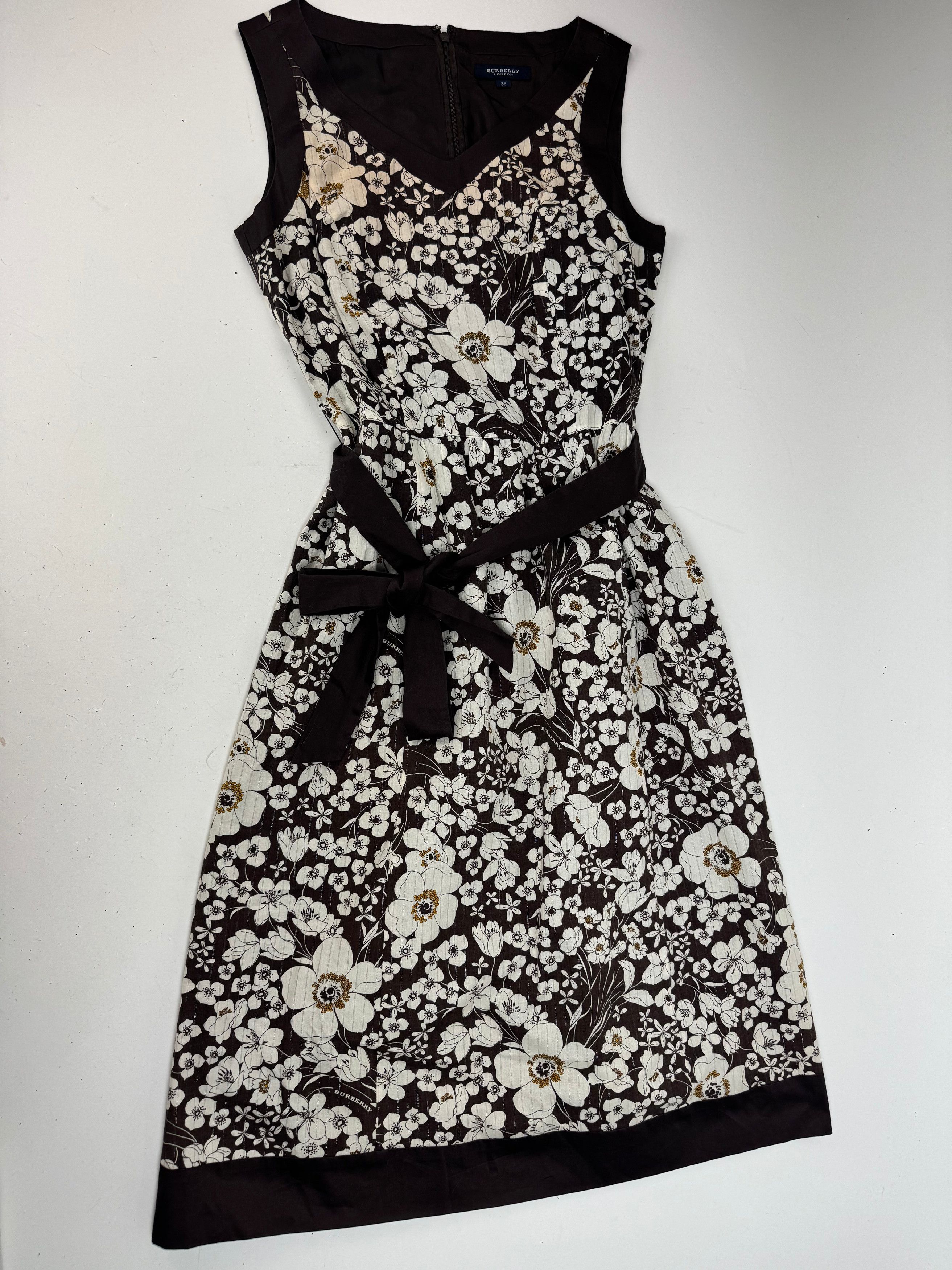 Burberry Vintage Floral Dresd Black White Size S / US 4 / IT 40 - 4 Thumbnail