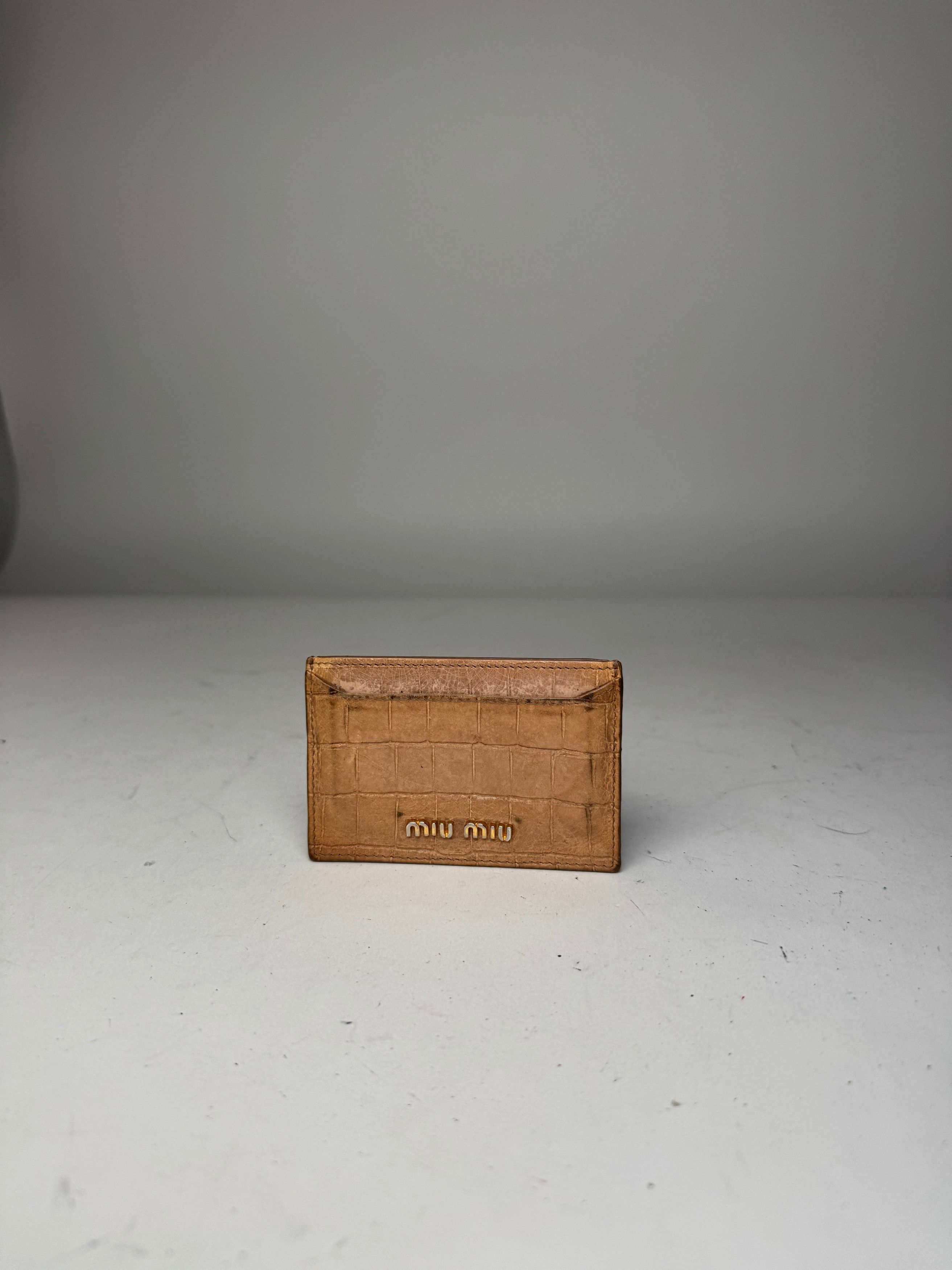 Miu Miu Vintage Leather Card Holder Brown Size ONE SIZE - 9 Thumbnail