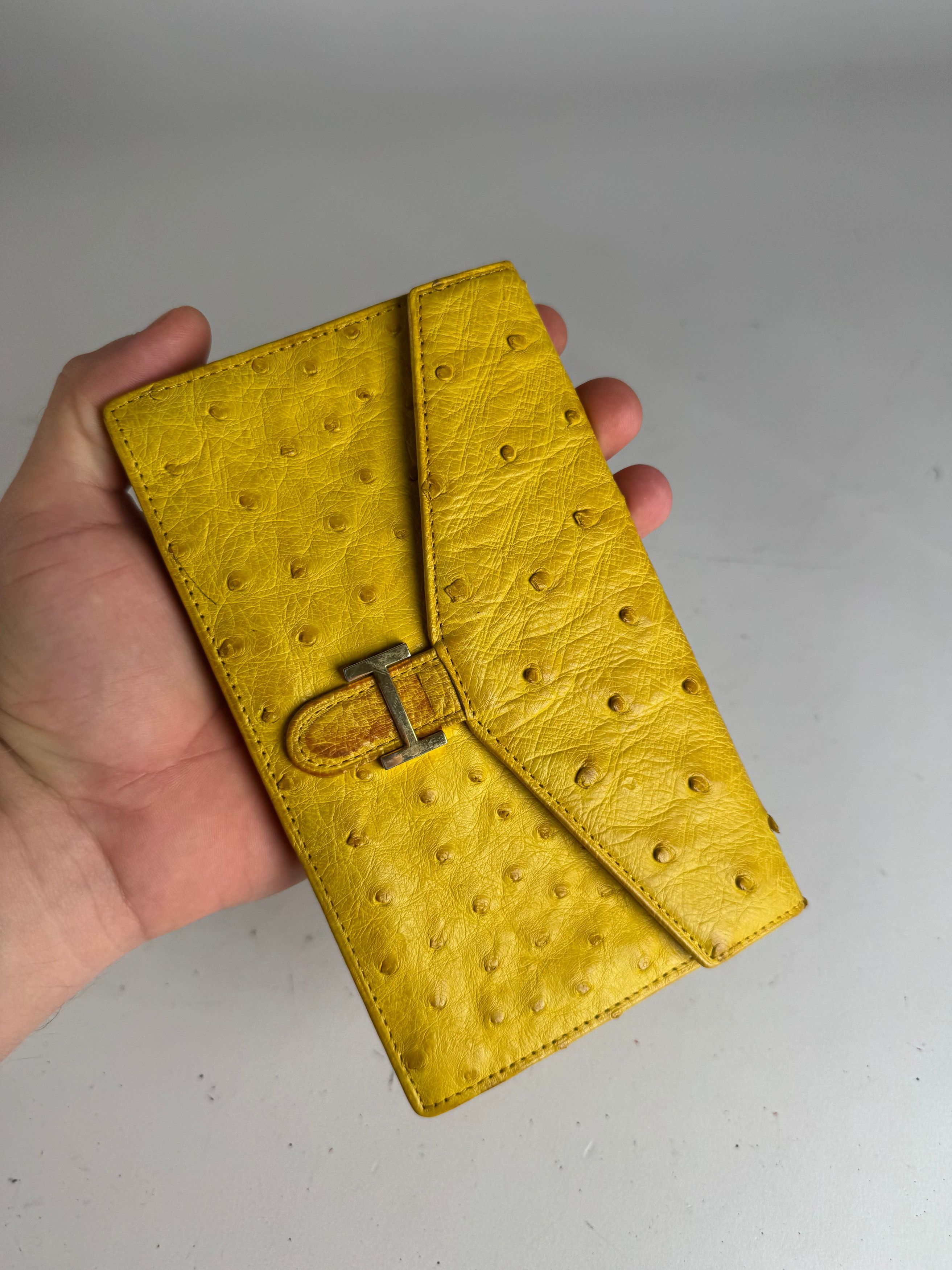 Other Vintage Ostrich Leather Wallet Yellow Size ONE SIZE - 3 Thumbnail