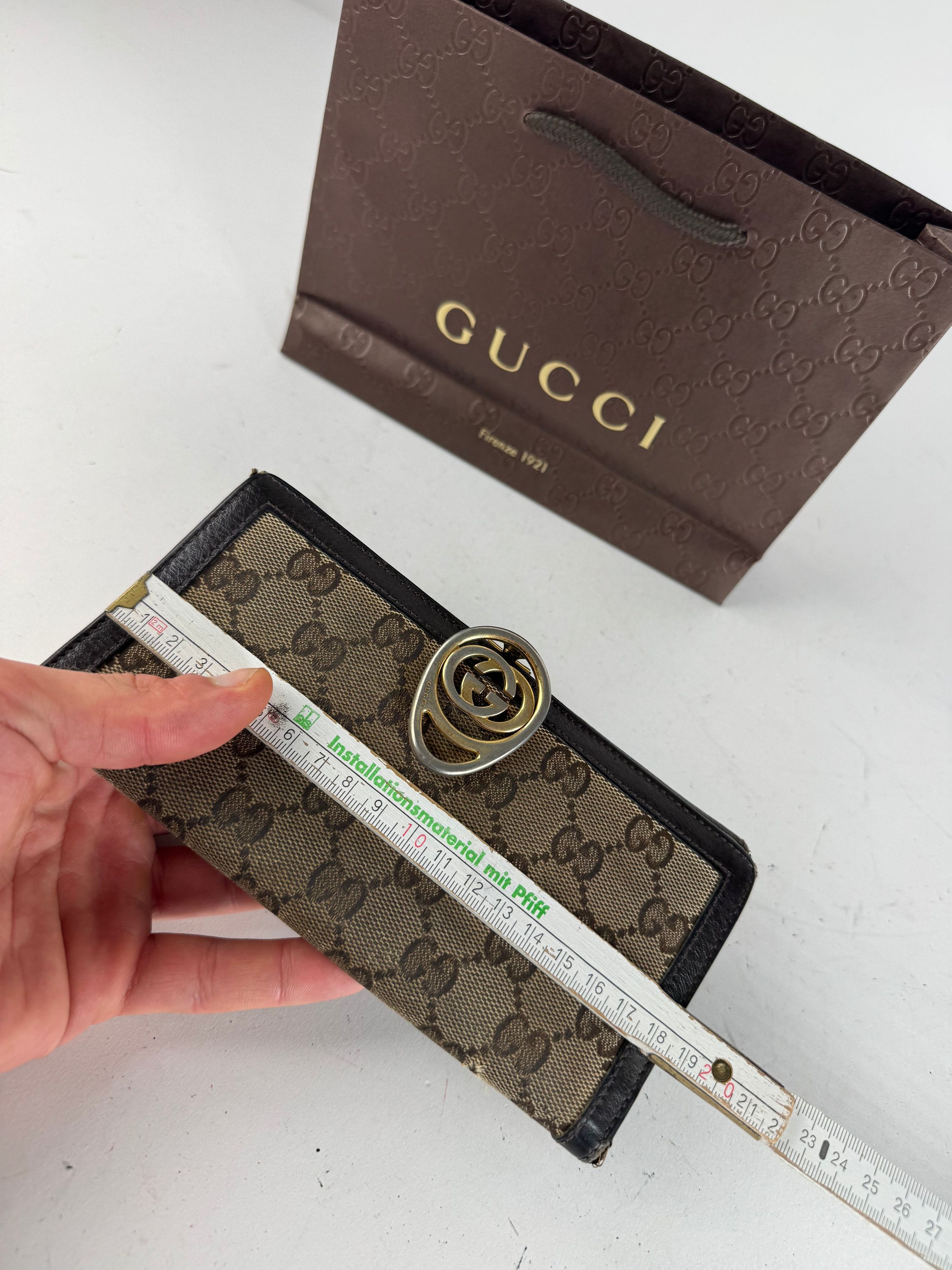 Gucci Vintage GG Monogram Leather Wallet Beige Brown Size ONE SIZE - 8 Thumbnail
