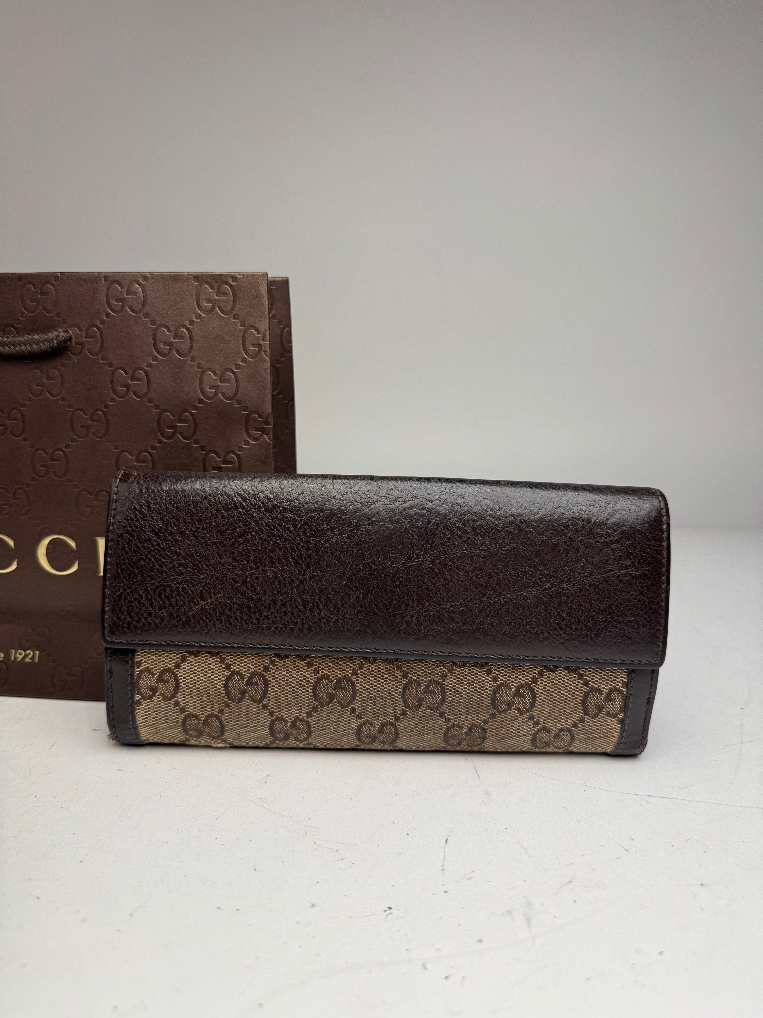 Gucci Vintage GG Monogram Leather Wallet Beige Brown Size ONE SIZE - 11 Thumbnail