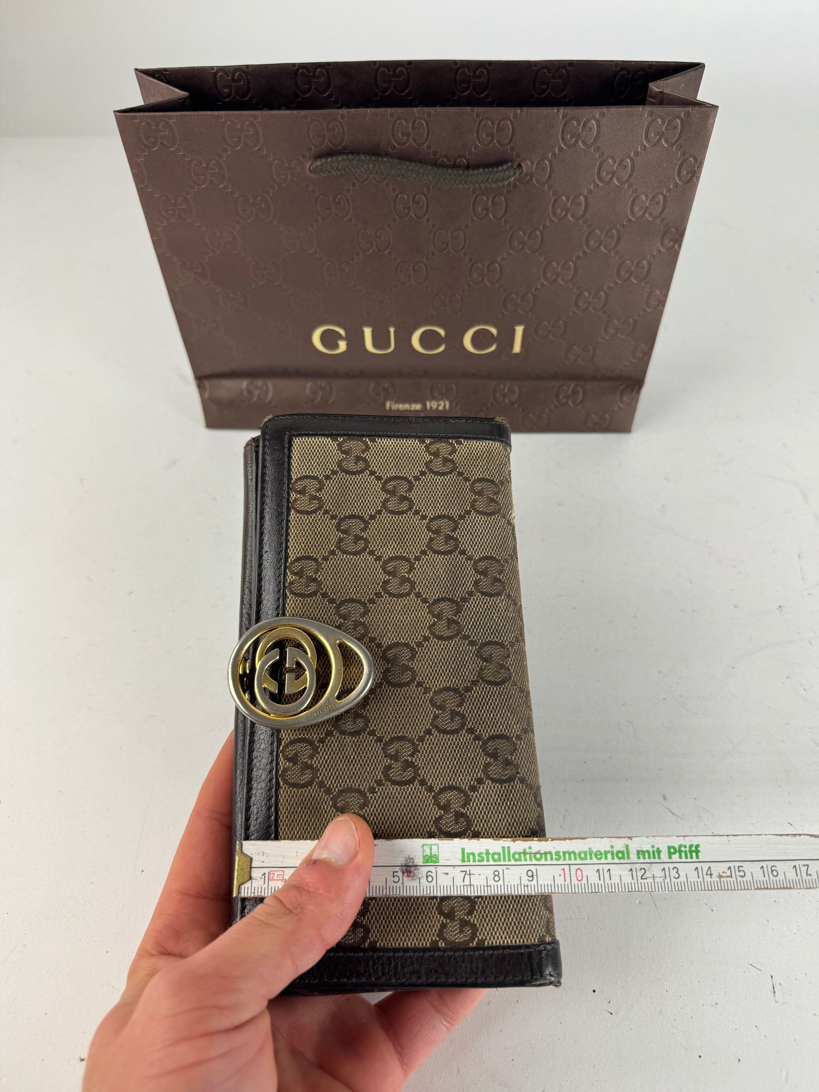 Gucci Vintage GG Monogram Leather Wallet Beige Brown Size ONE SIZE - 9 Thumbnail