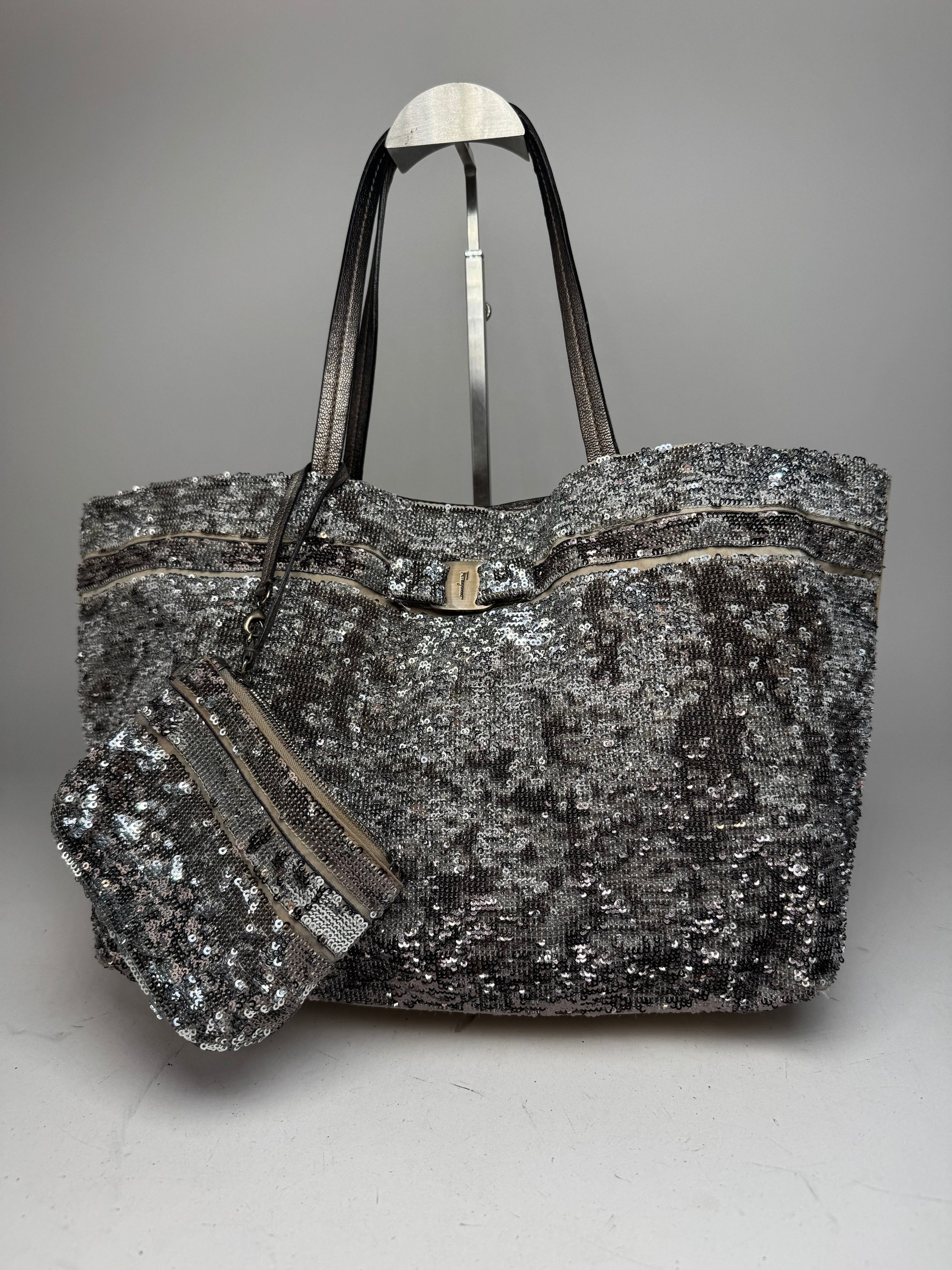 Salvatore Ferragamo Vintage Tote Bag Silver Size ONE SIZE - 8 Thumbnail