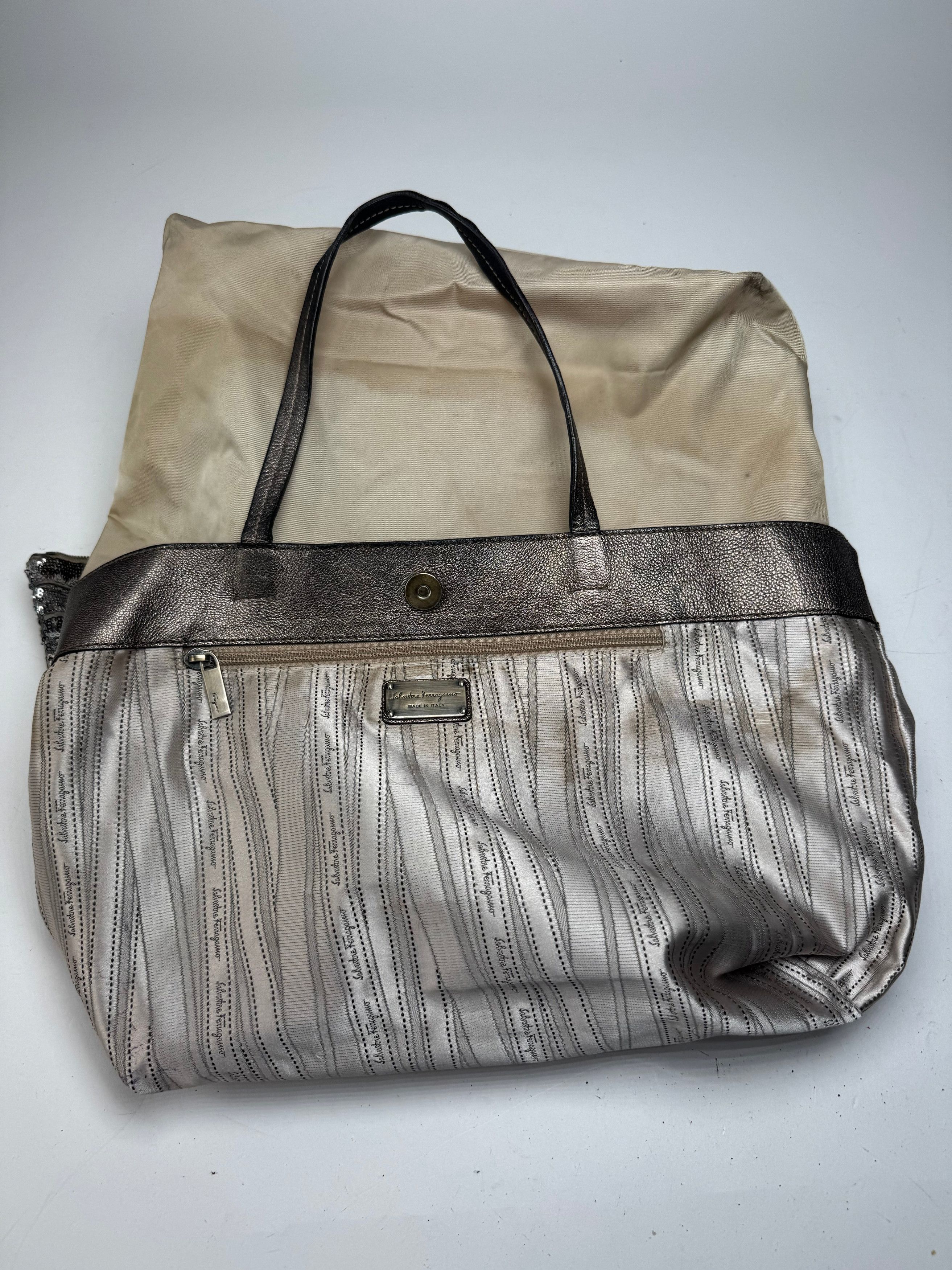 Salvatore Ferragamo Vintage Tote Bag Silver Size ONE SIZE - 3 Thumbnail