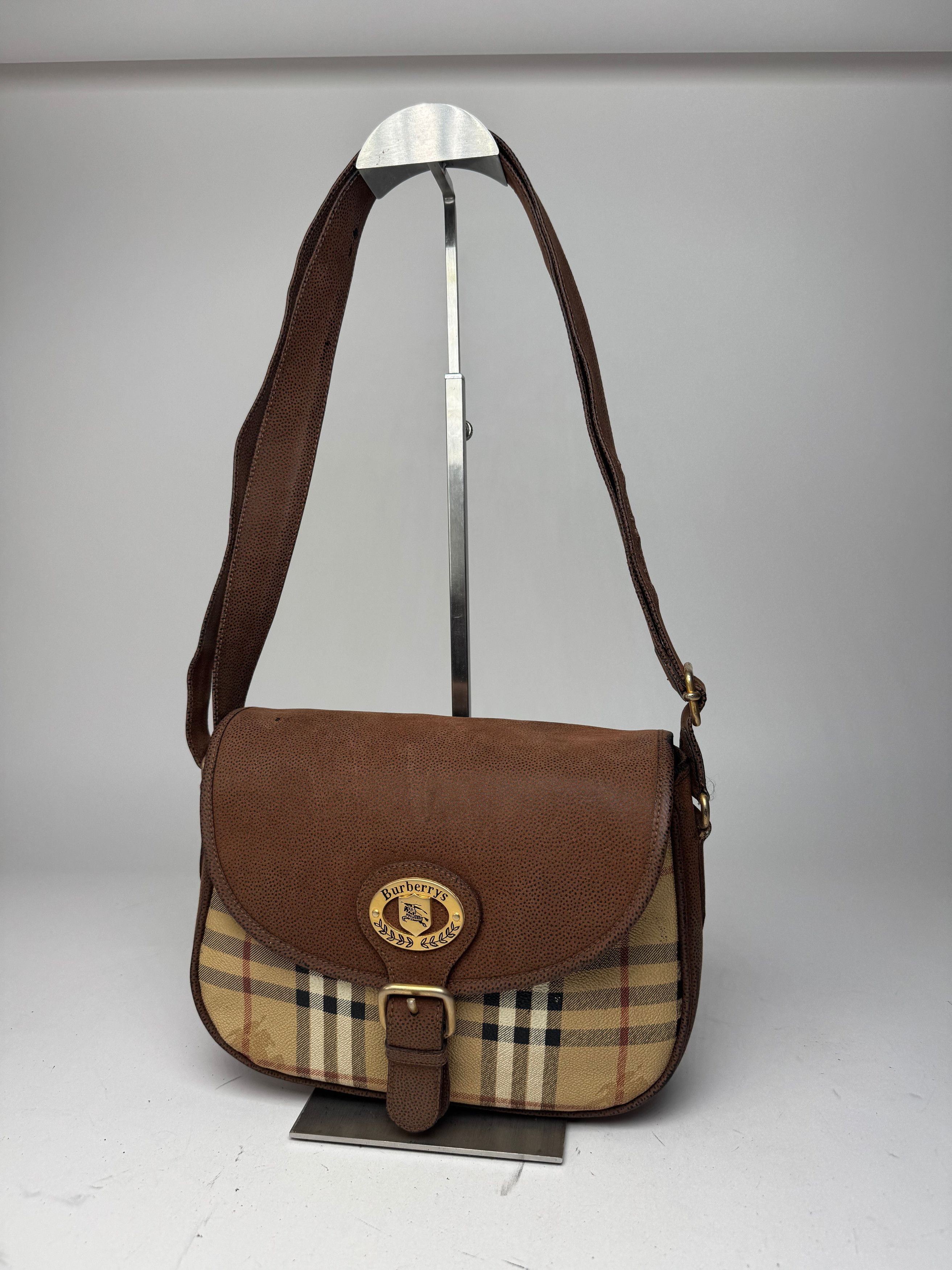 Burberry Vintage 2Way Nova Check Leather Bag Beige Brown Size ONE SIZE - 5 Thumbnail