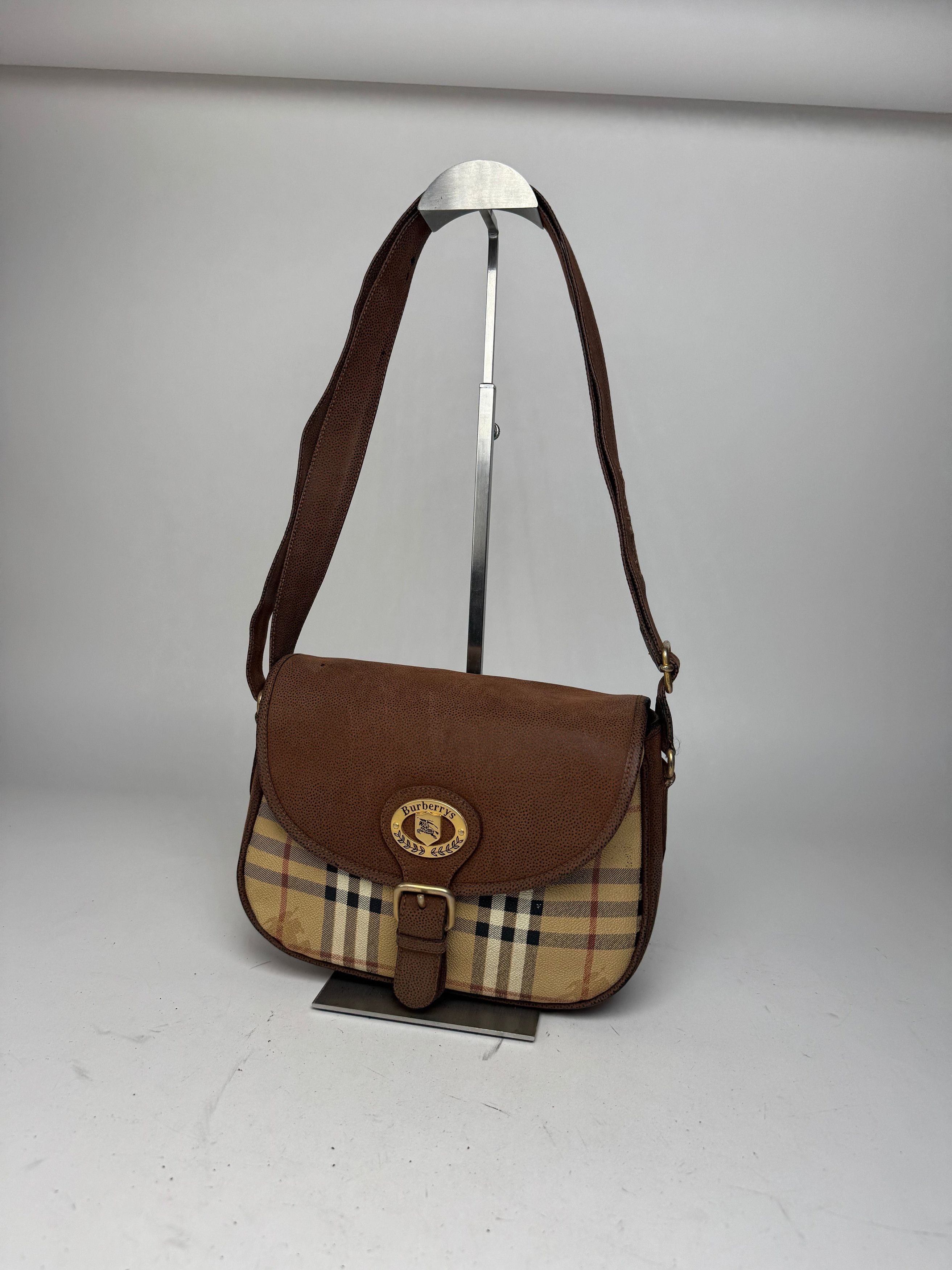 Burberry Vintage 2Way Nova Check Leather Bag Beige Brown Size ONE SIZE - 11 Thumbnail