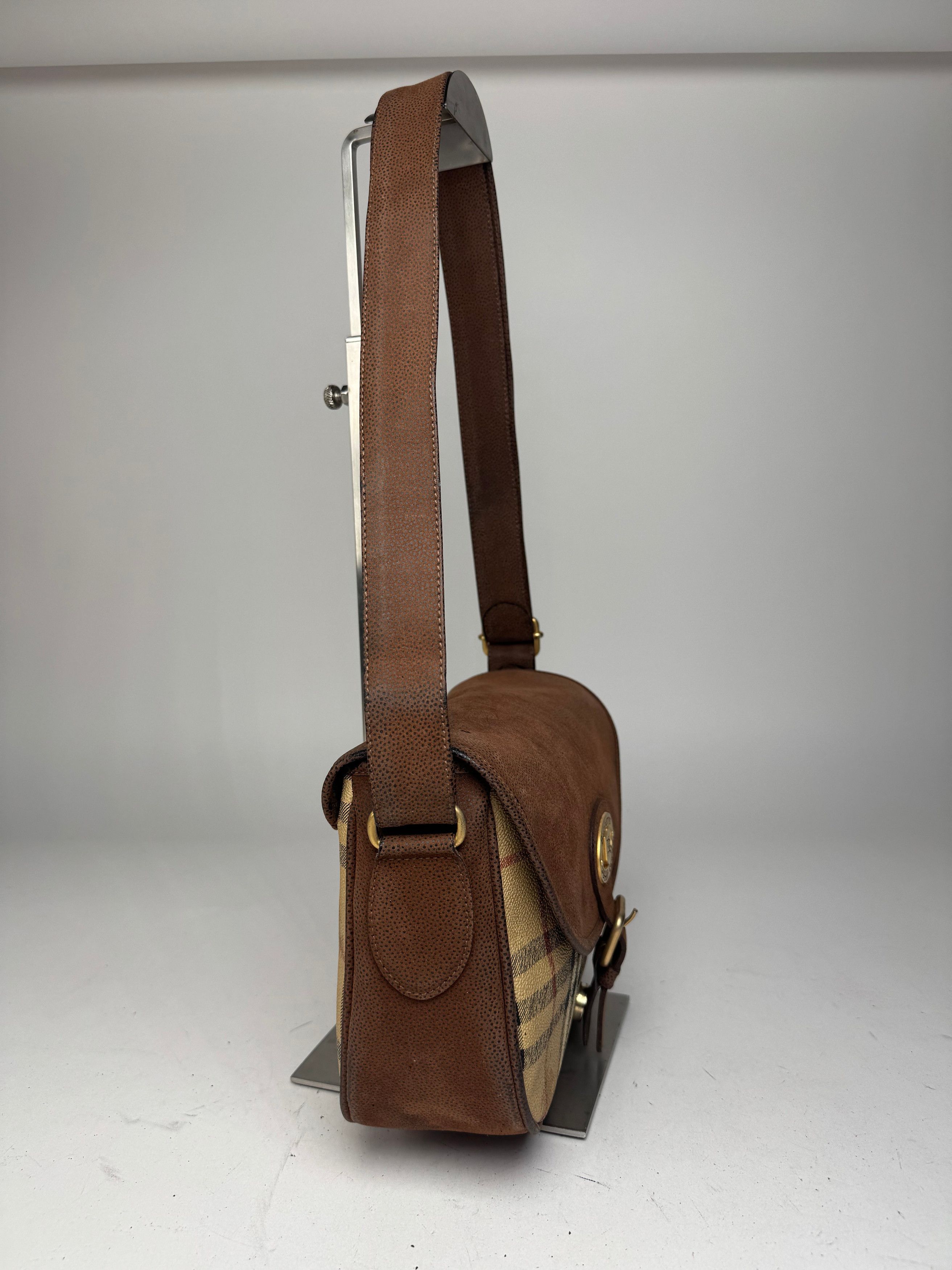 Burberry Vintage 2Way Nova Check Leather Bag Beige Brown Size ONE SIZE - 8 Thumbnail