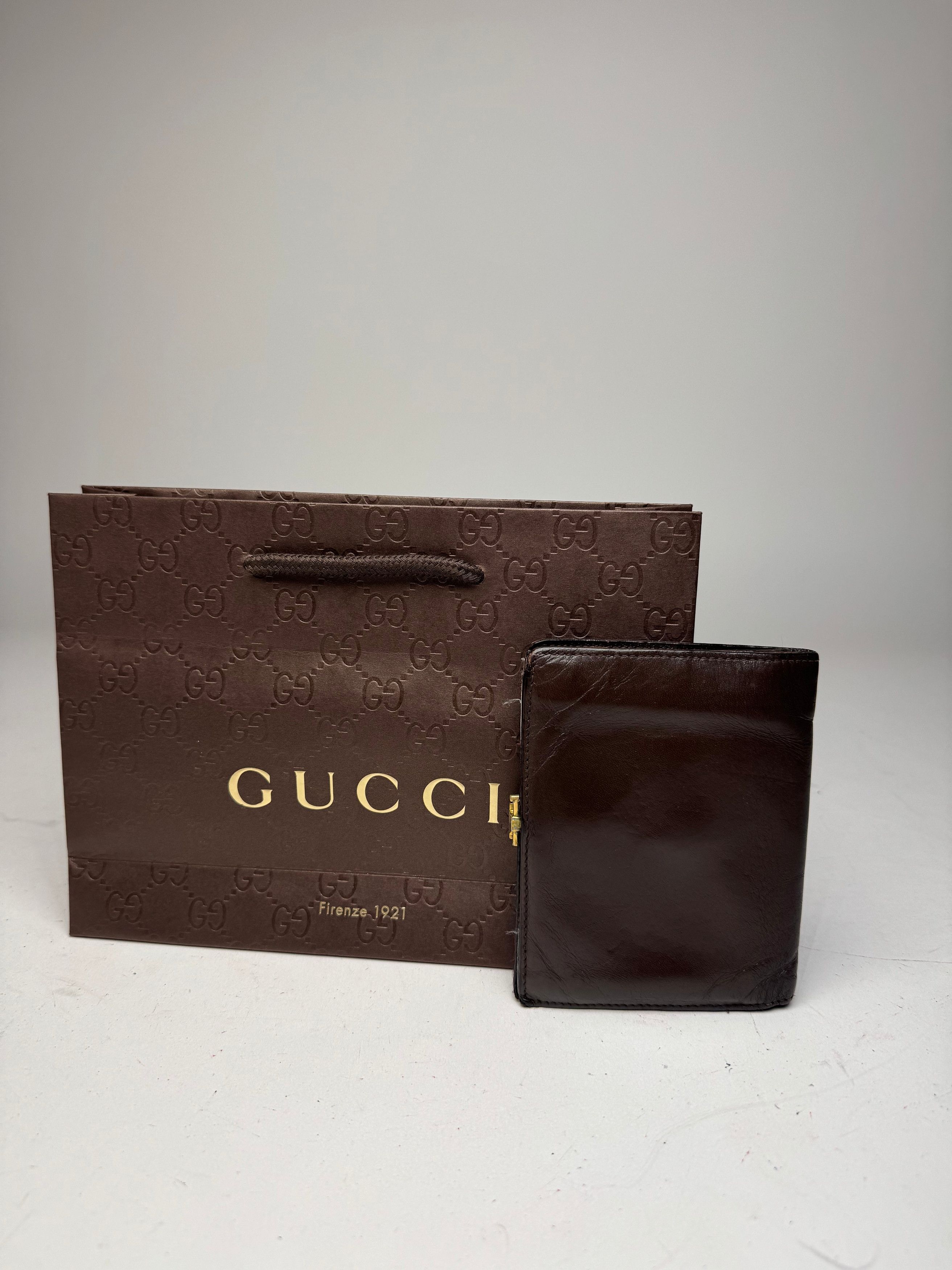 Gucci Vintage Leather Wallet Brown Size ONE SIZE - 2 Thumbnail