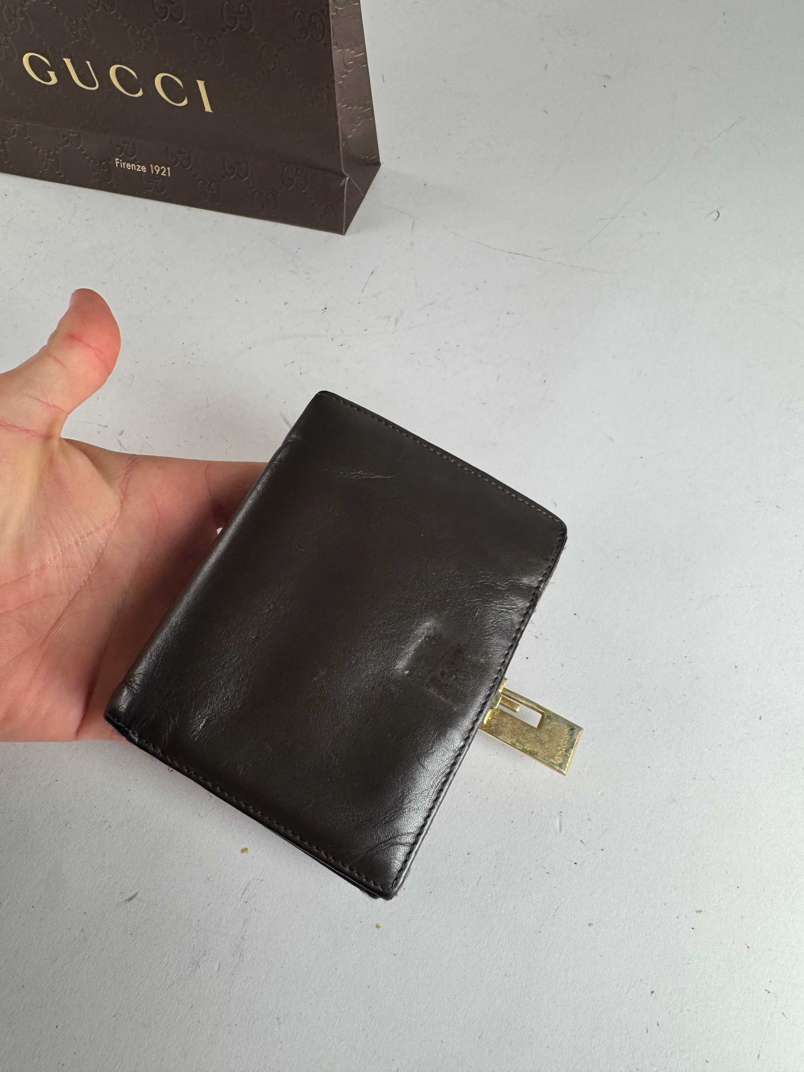 Gucci Vintage Leather Wallet Brown Size ONE SIZE - 3 Thumbnail