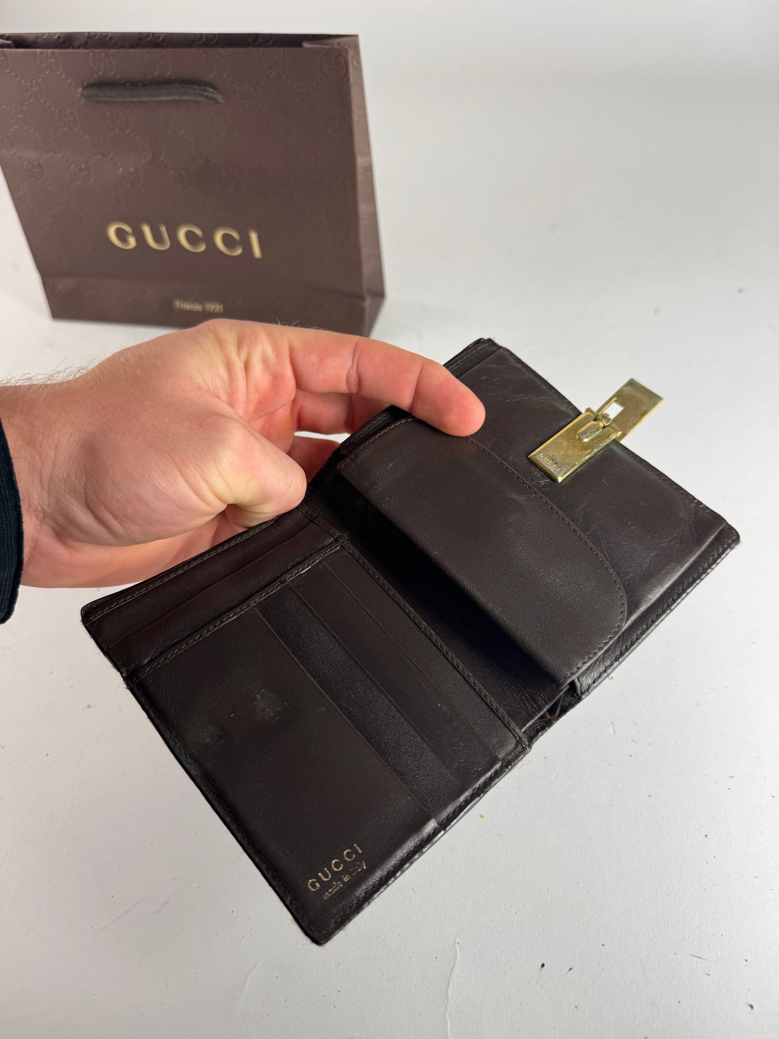 Gucci Vintage Leather Wallet Brown Size ONE SIZE - 4 Thumbnail