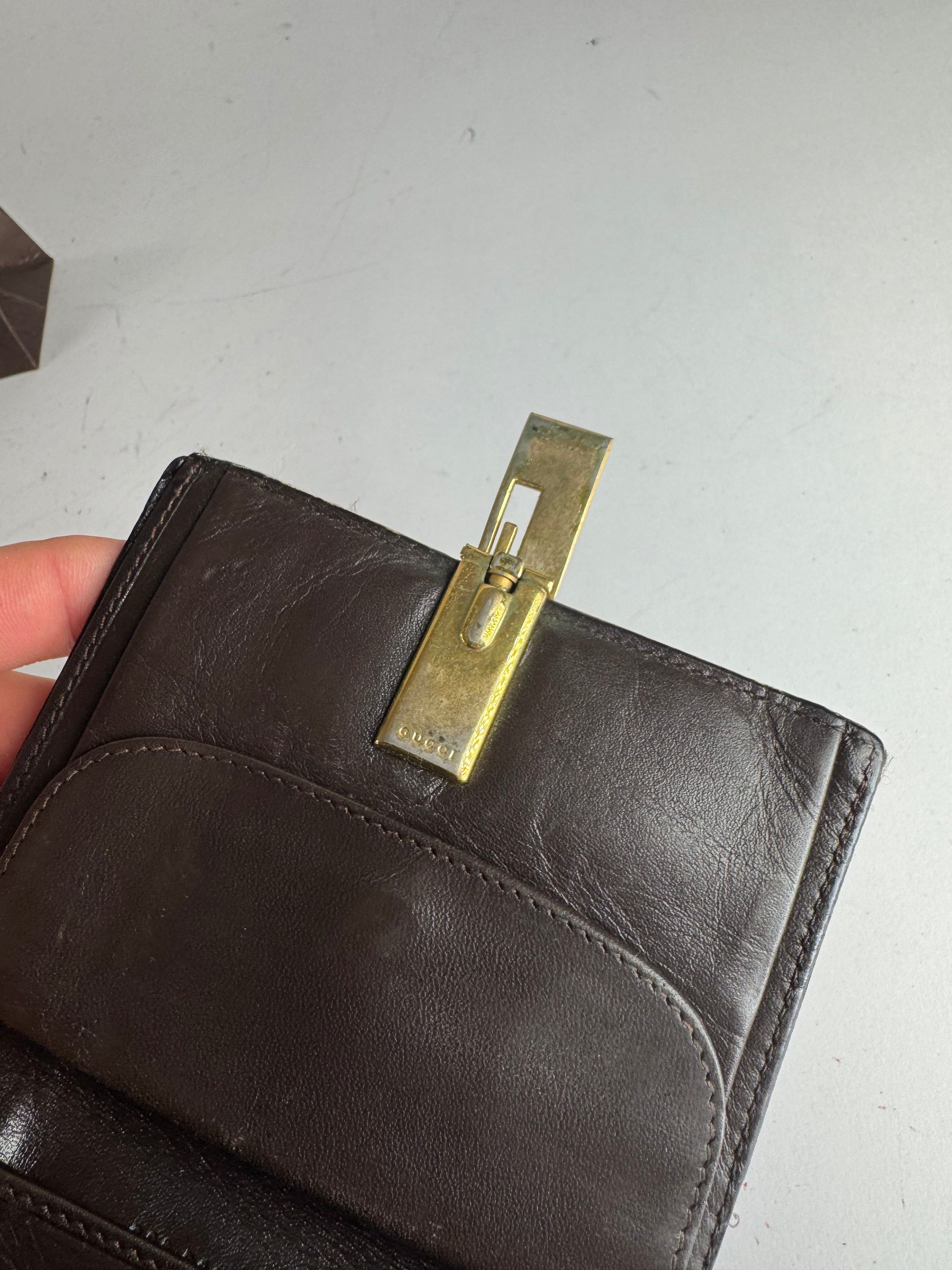 Gucci Vintage Leather Wallet Brown Size ONE SIZE - 8 Thumbnail