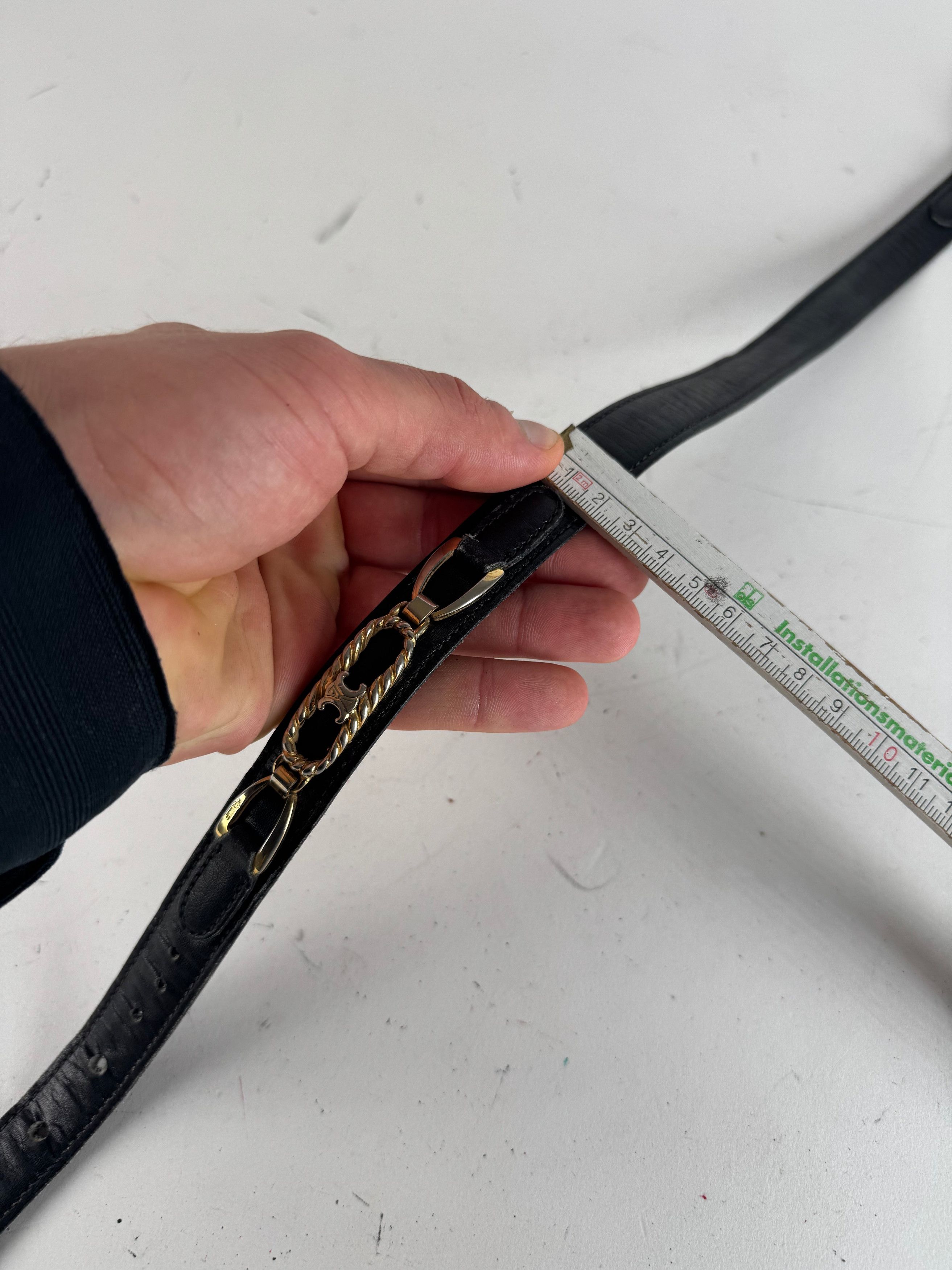 Celine Vintage Paris Leather Belt Black Size ONE SIZE - 6 Thumbnail