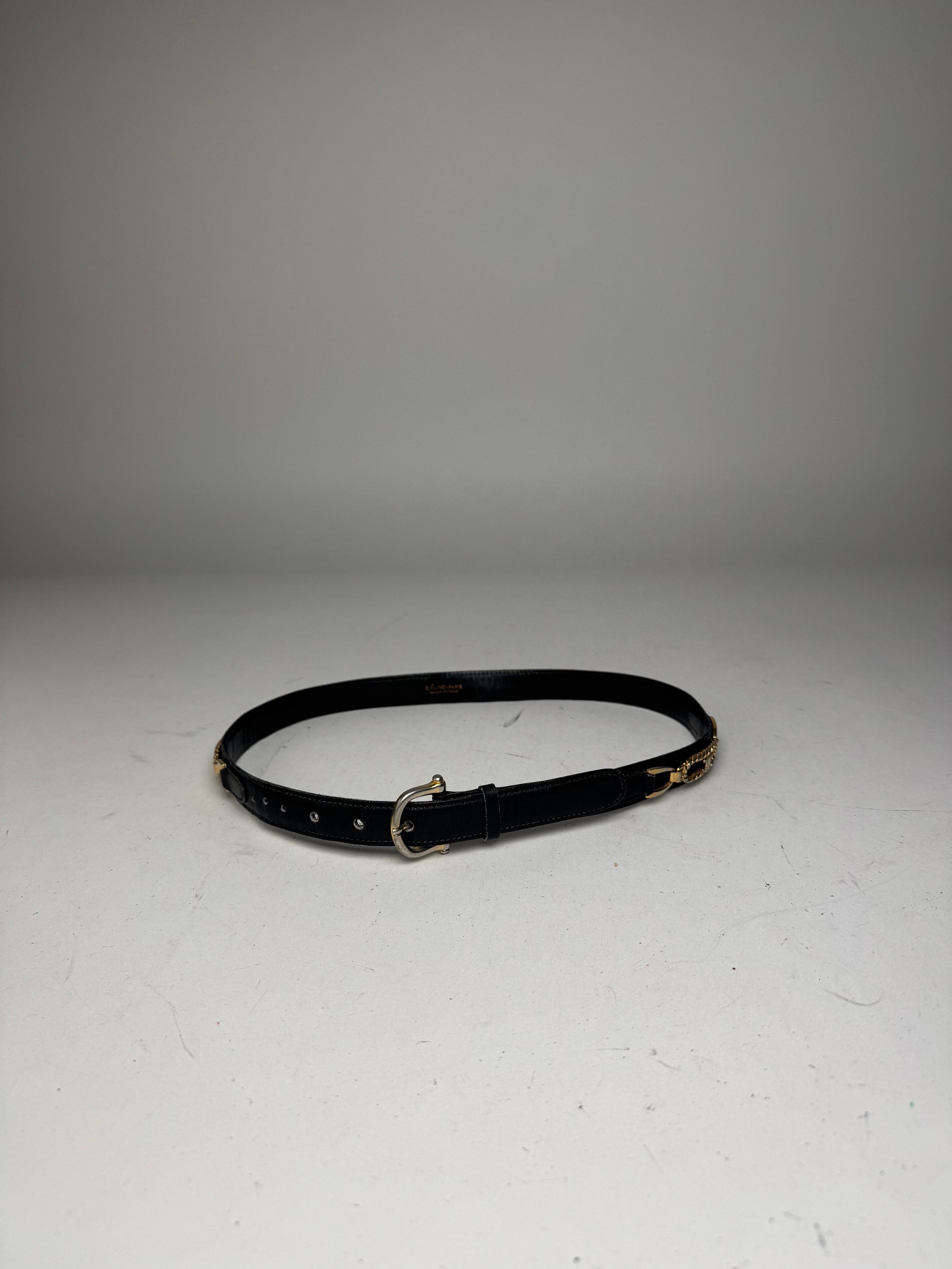 Celine Vintage Paris Leather Belt Black Size ONE SIZE - 2 Thumbnail