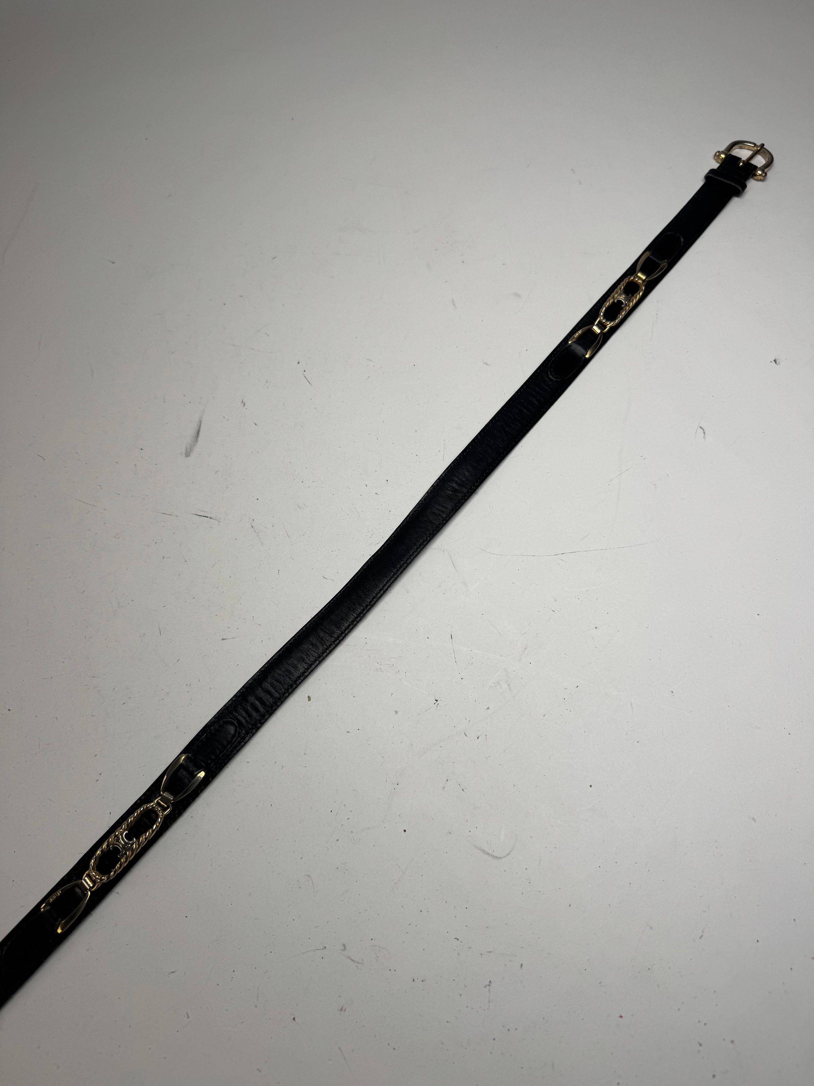 Celine Vintage Paris Leather Belt Black Size ONE SIZE - 4 Thumbnail