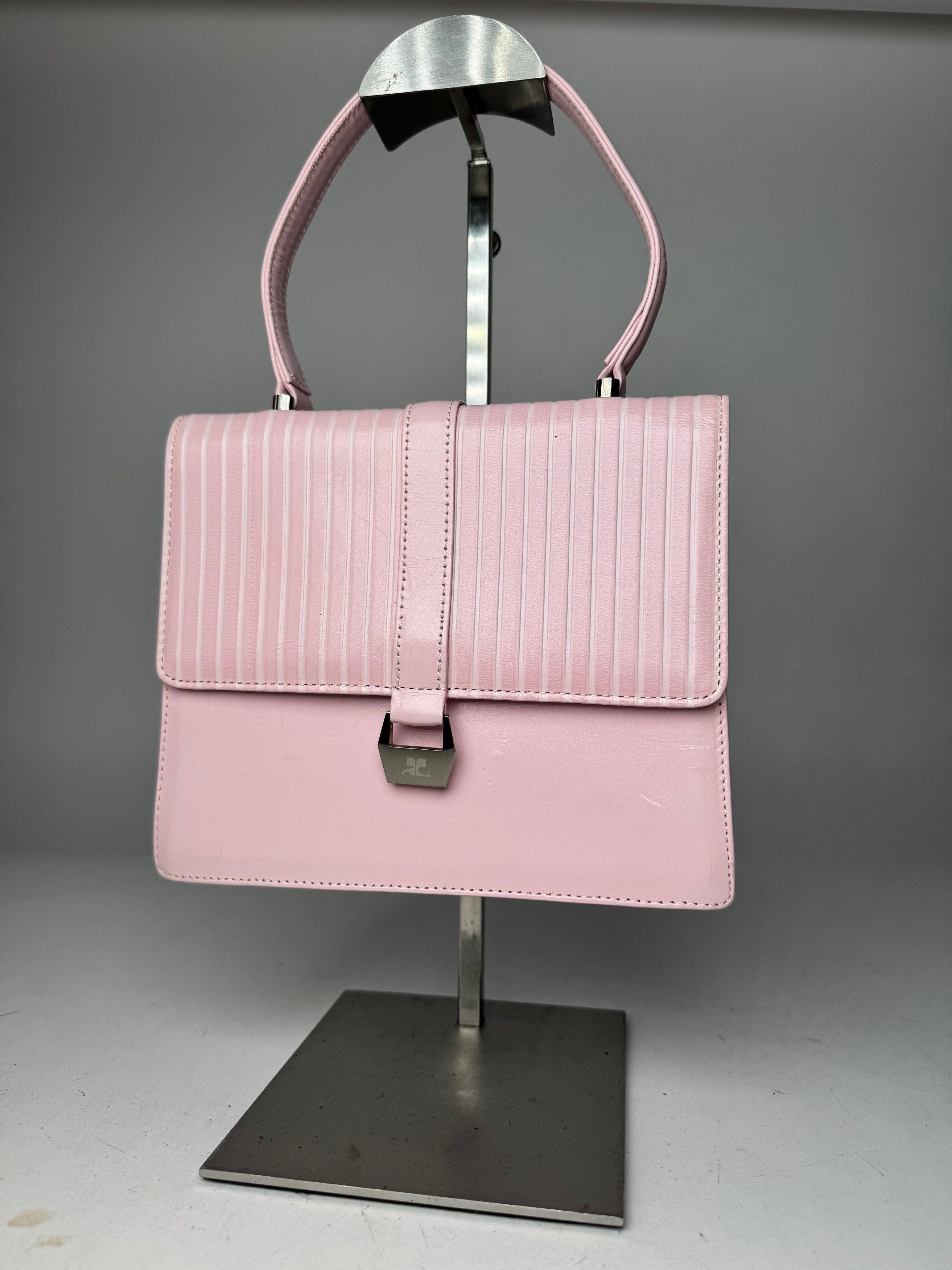 Courreges Vintage Leather Handbag Pink Size ONE SIZE - 8 Thumbnail