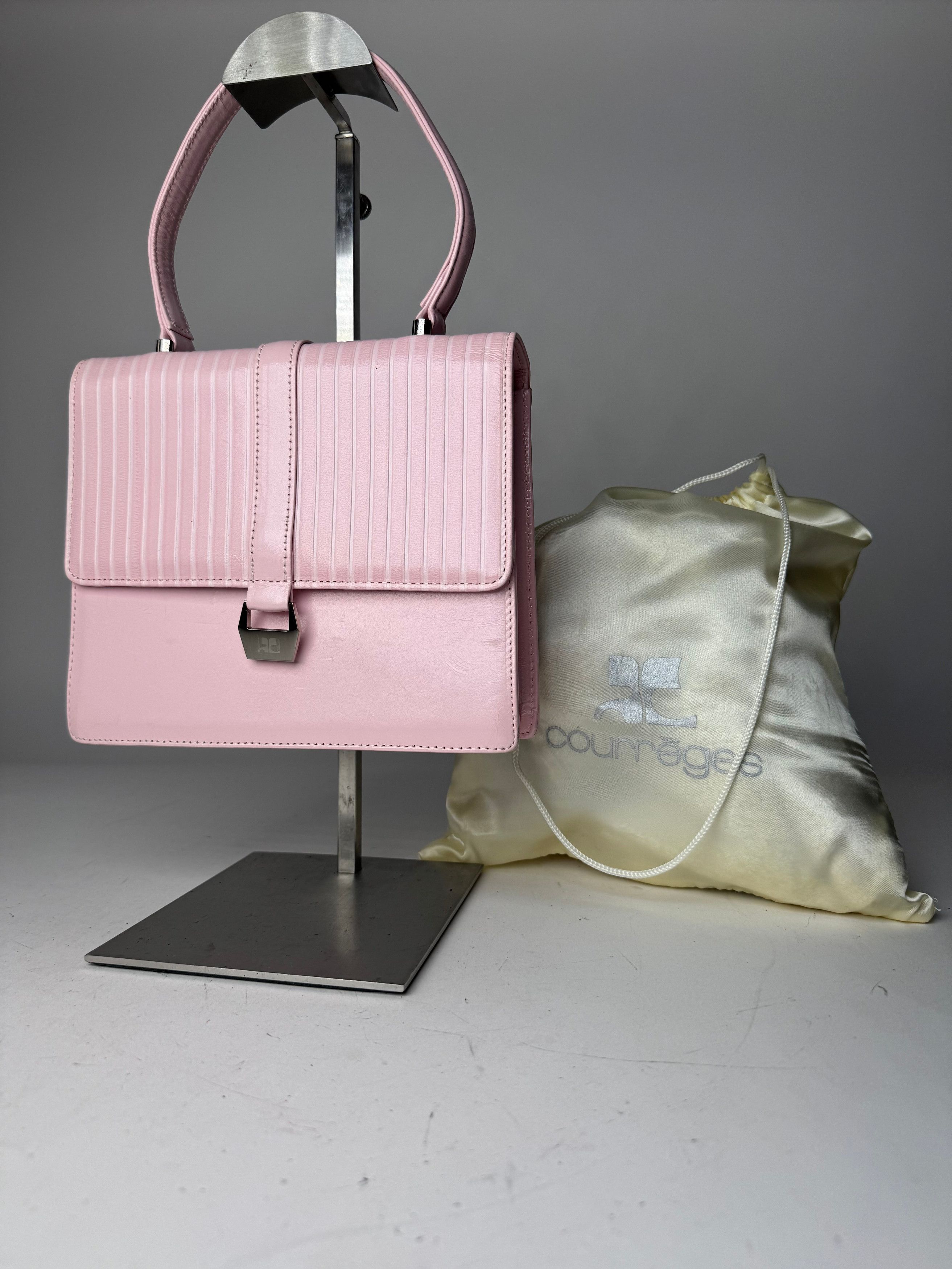 Courreges Vintage Leather Handbag Pink Size ONE SIZE - 2 Thumbnail